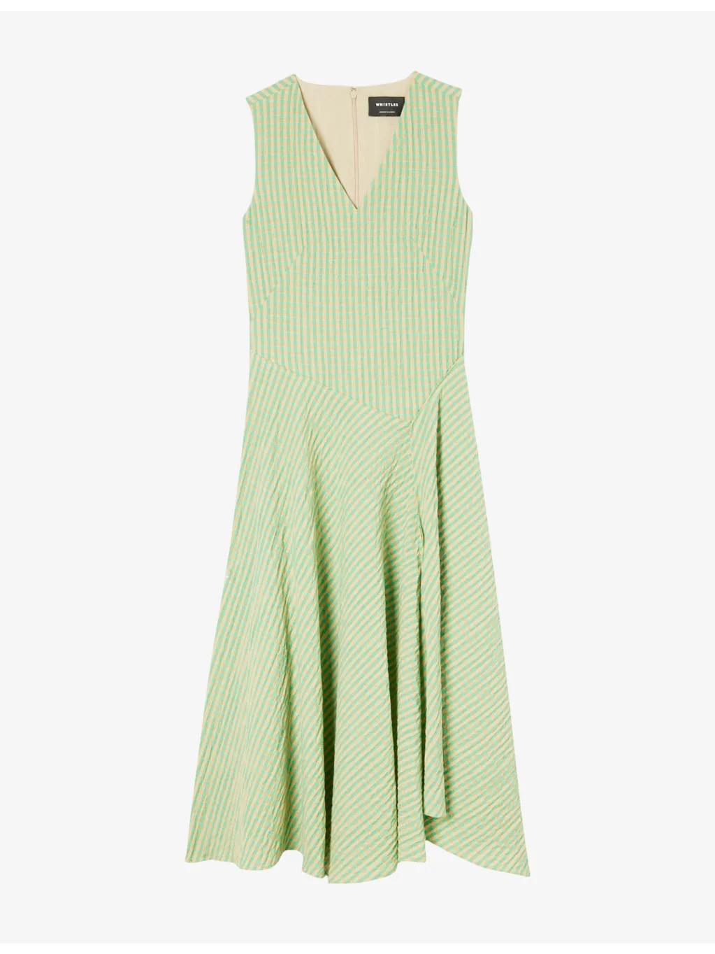 Checked Asymmetric Cotton Midi Dress - 1