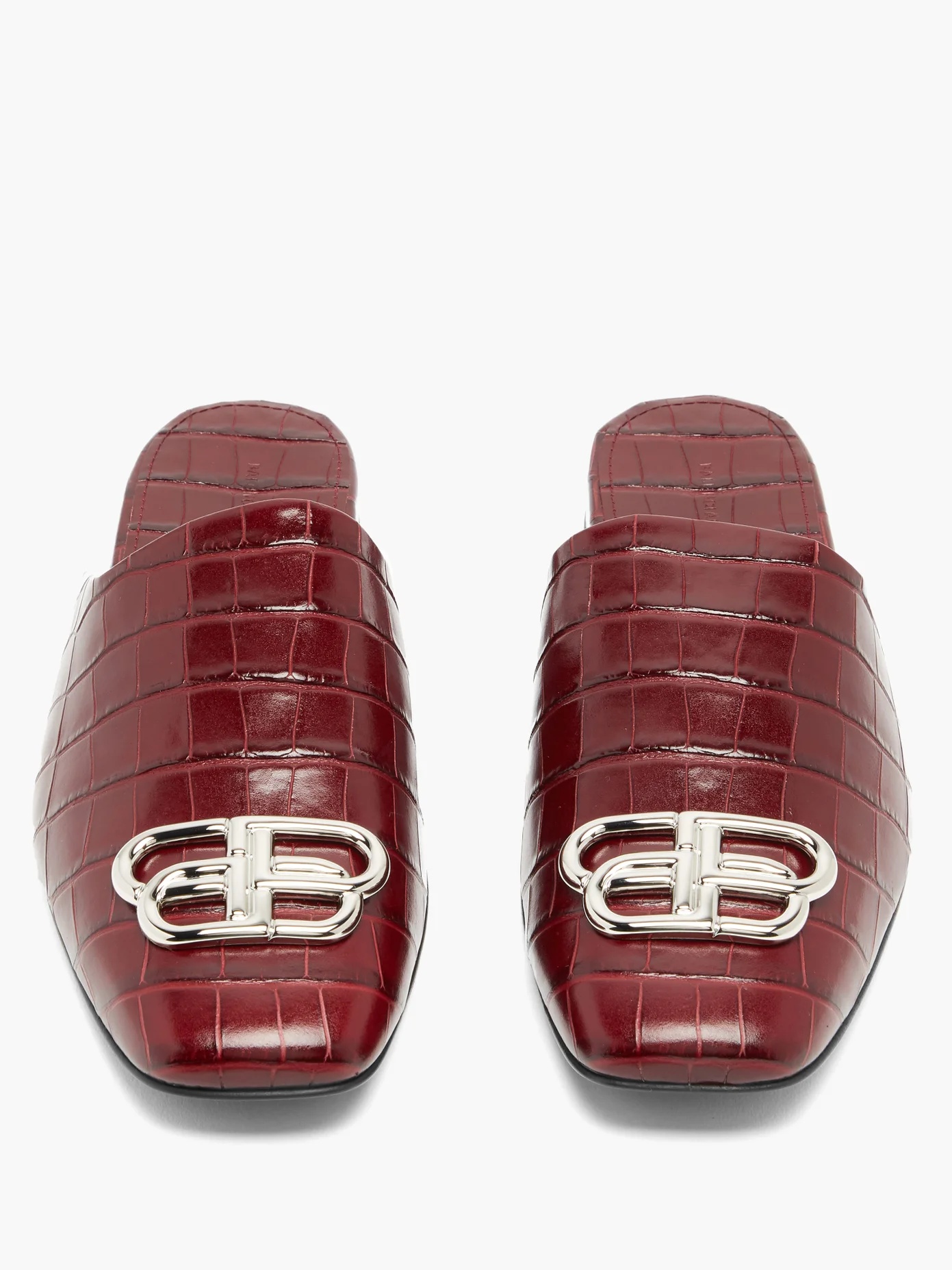 Cosy BB-plaque crocodile-effect backless loafers - 5