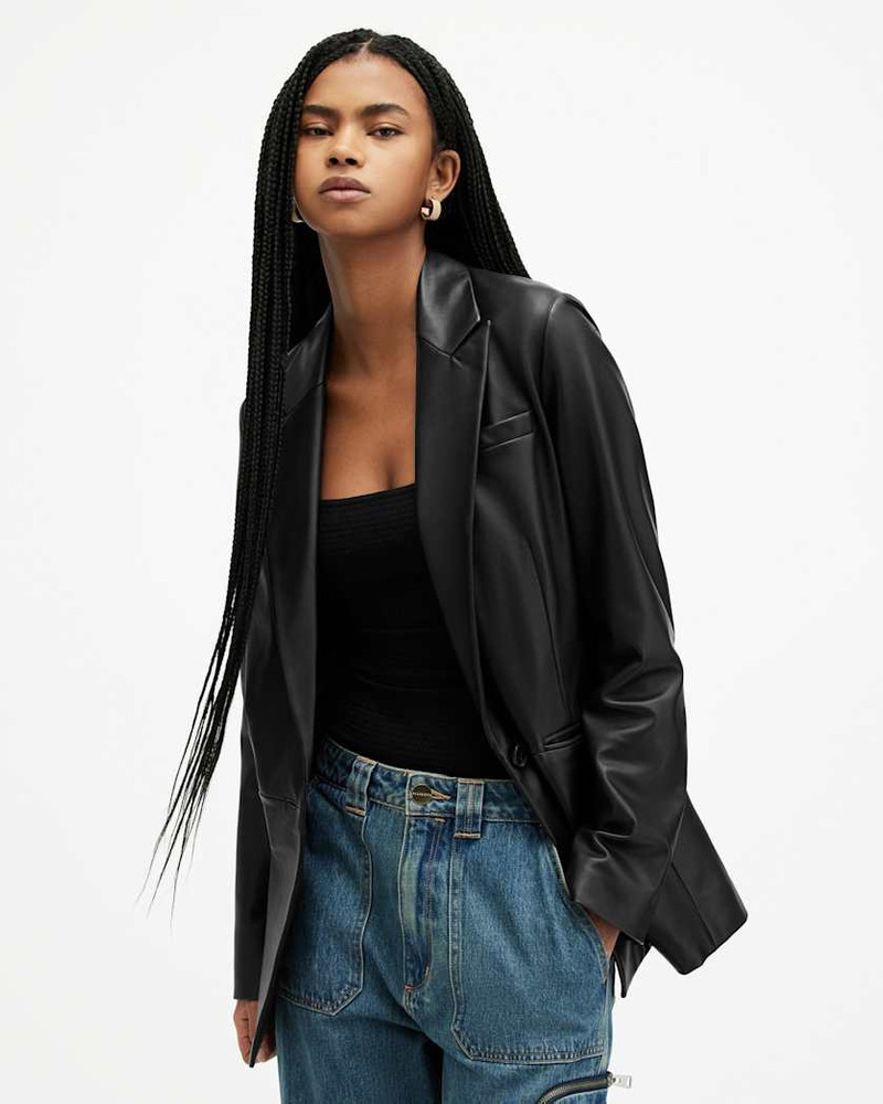 ALLSAINTS DERI SINGLE BREASTED LEATHER BLAZER outlook