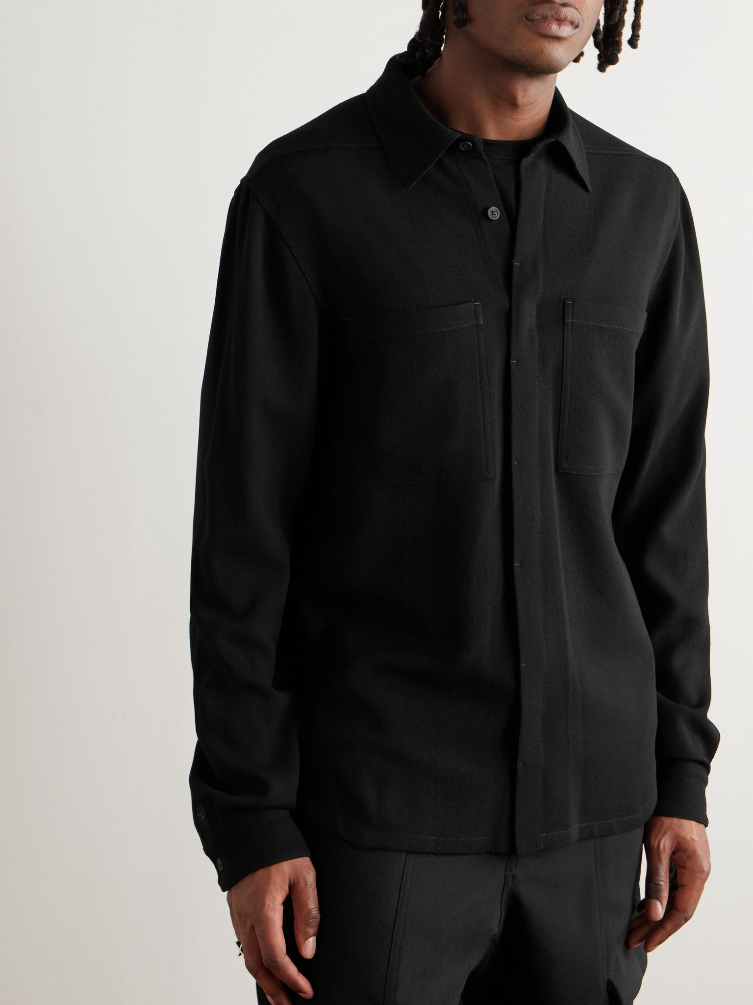 Wool-Crepe Shirt Black - 3