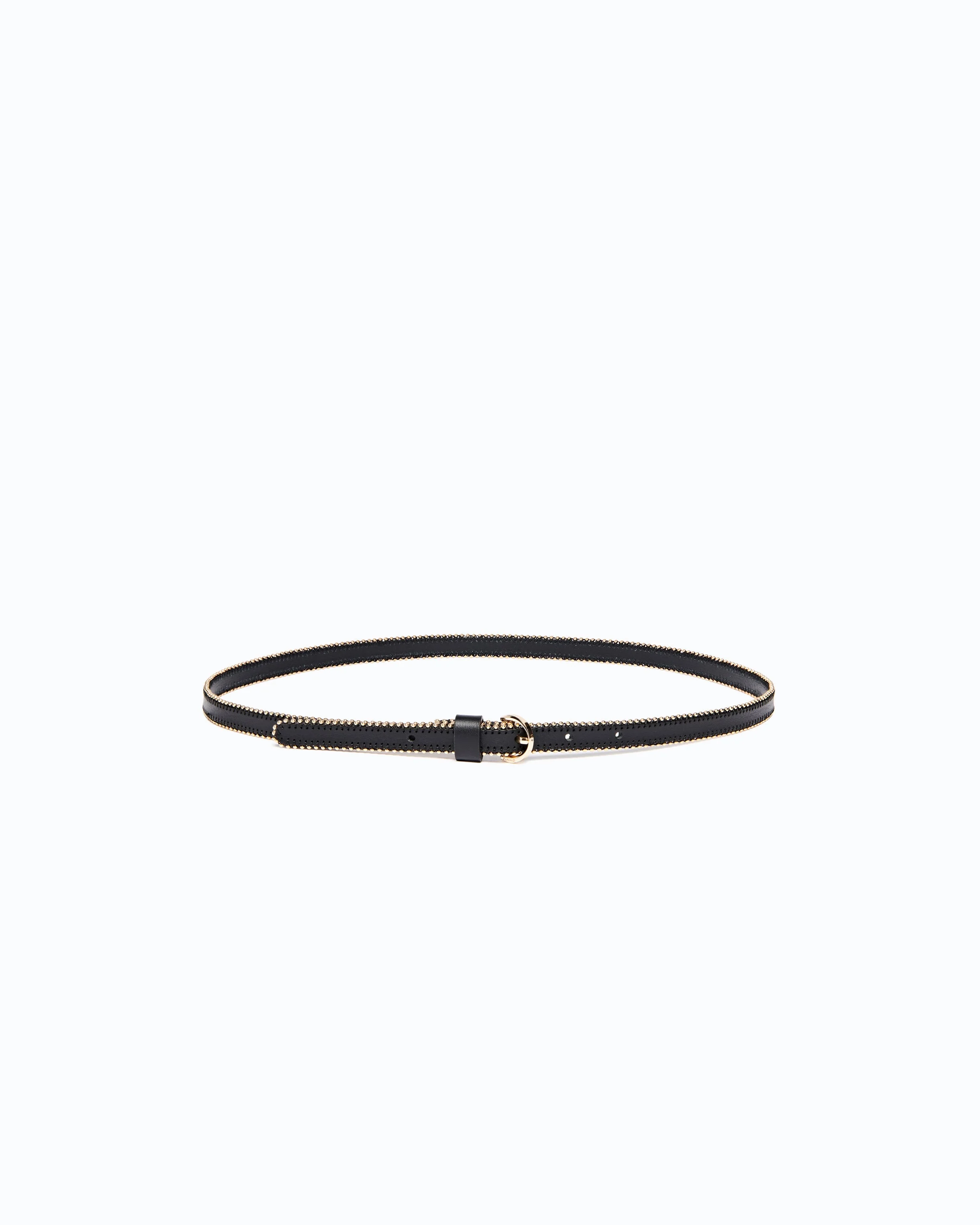LEATHER BELT WITH MINI STUDS, 1 CM - 1