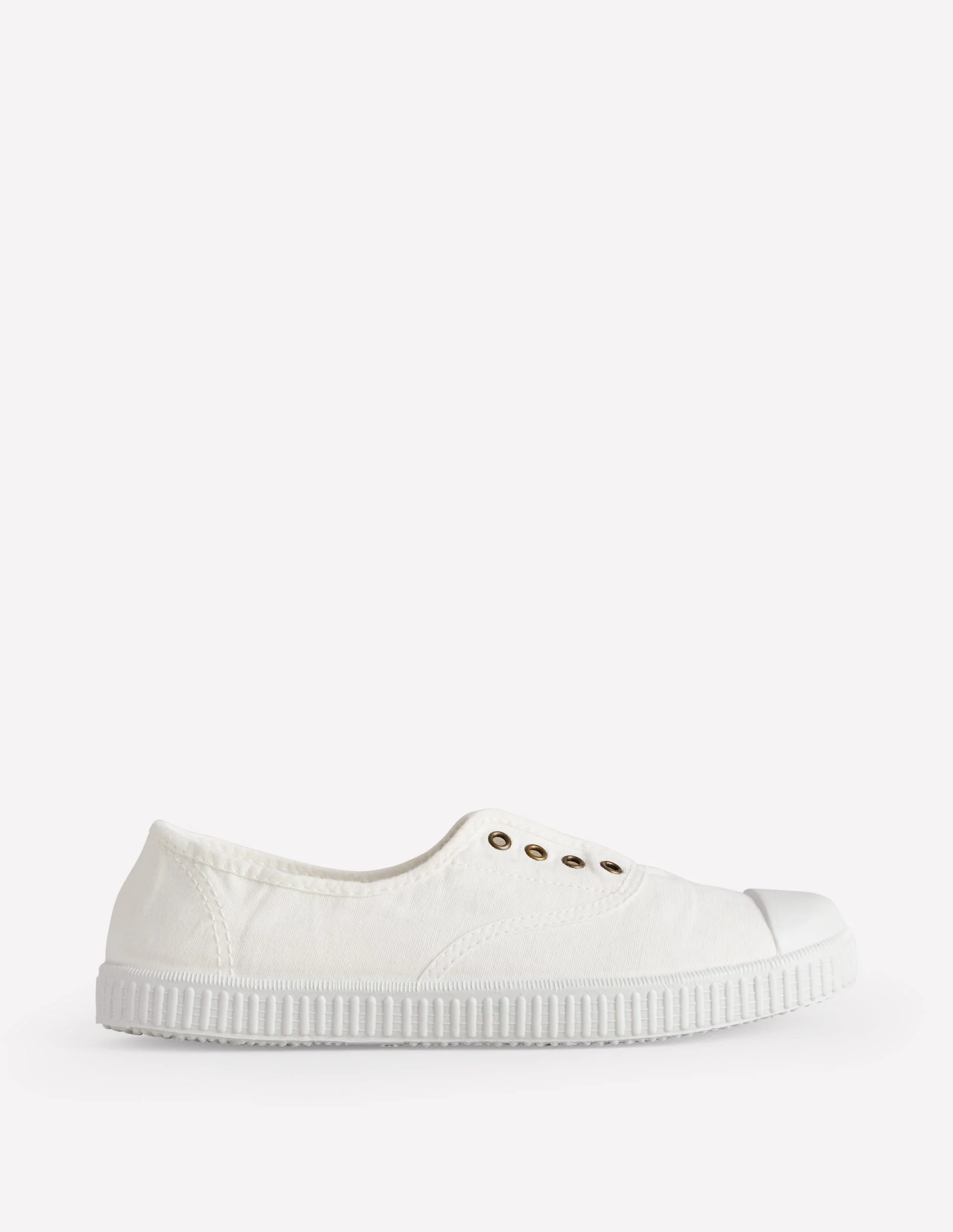Laceless Canvas Plimsoll-Ivory - 1