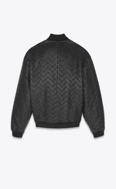 SAINT LAURENT oversized bomber jacket in chevron leather outlook