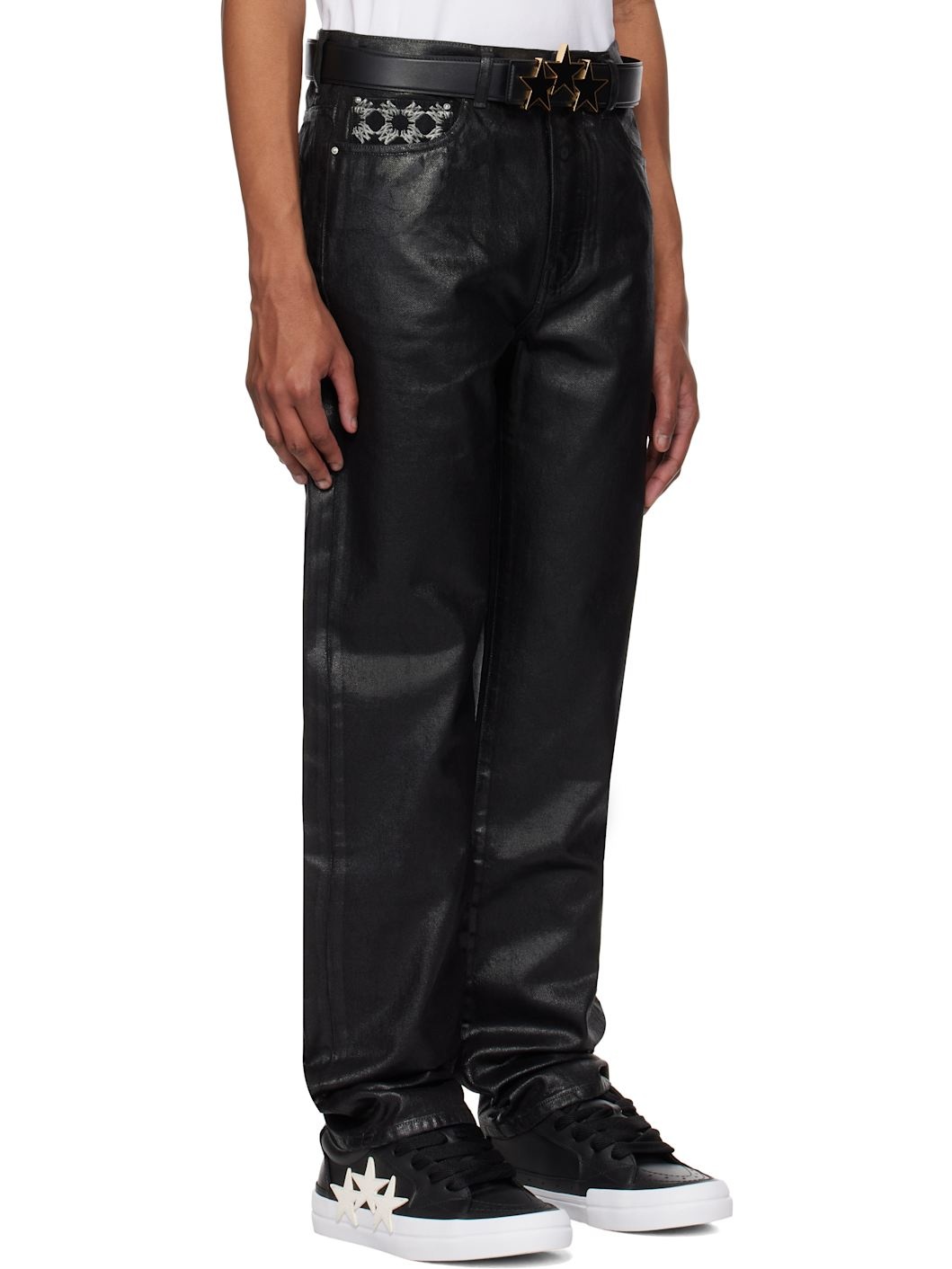 Black Waxed MA Quad Straight Jeans - 2