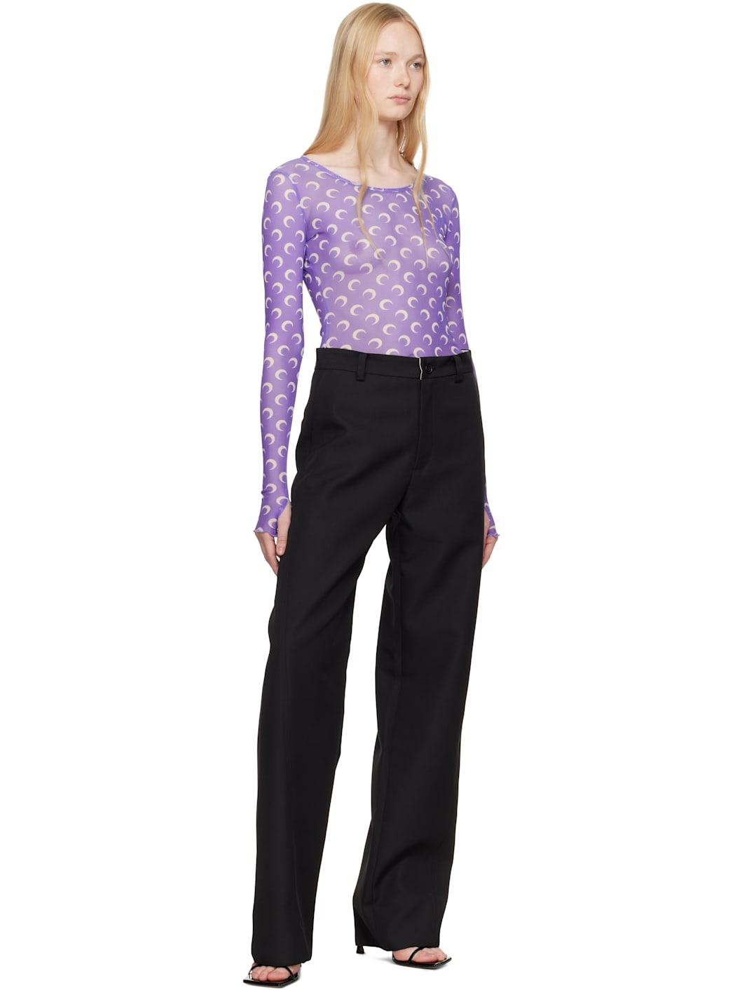 Purple Recycled Moon Mesh Second Skin Cropped T-shirt - 5