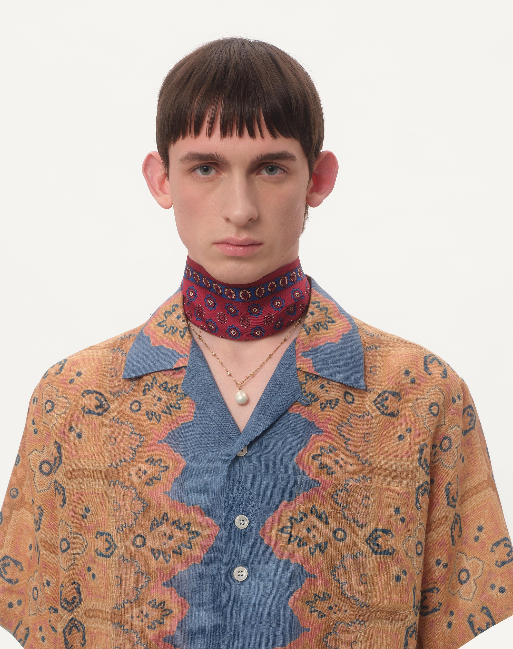 LINEN BOWLING SHIRT WITH VOYAGE IMAGINAIRE PRINT - 4