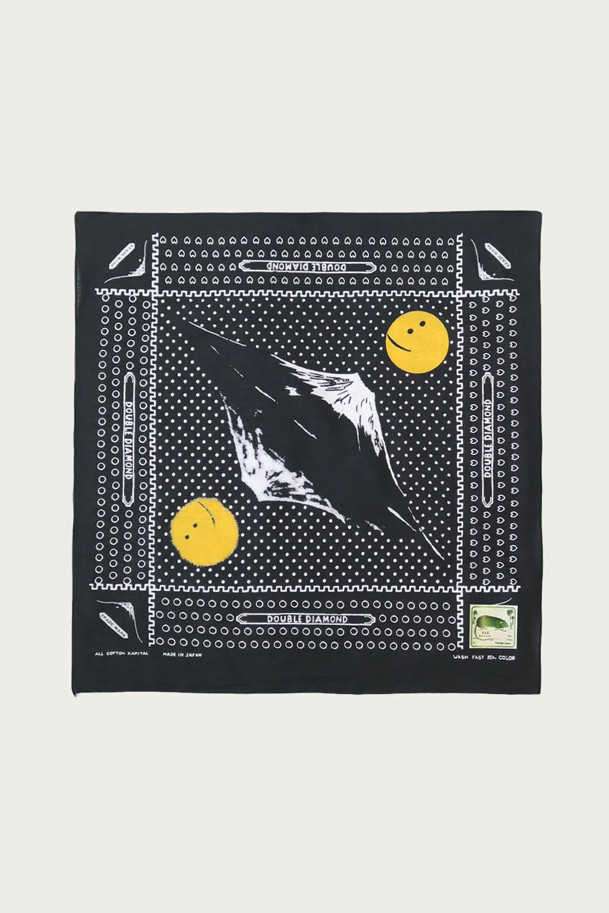 Fastcolor Selvedge Bandanna (Mirrored Fuji PROFILE RAINBOWY) - Black - 1
