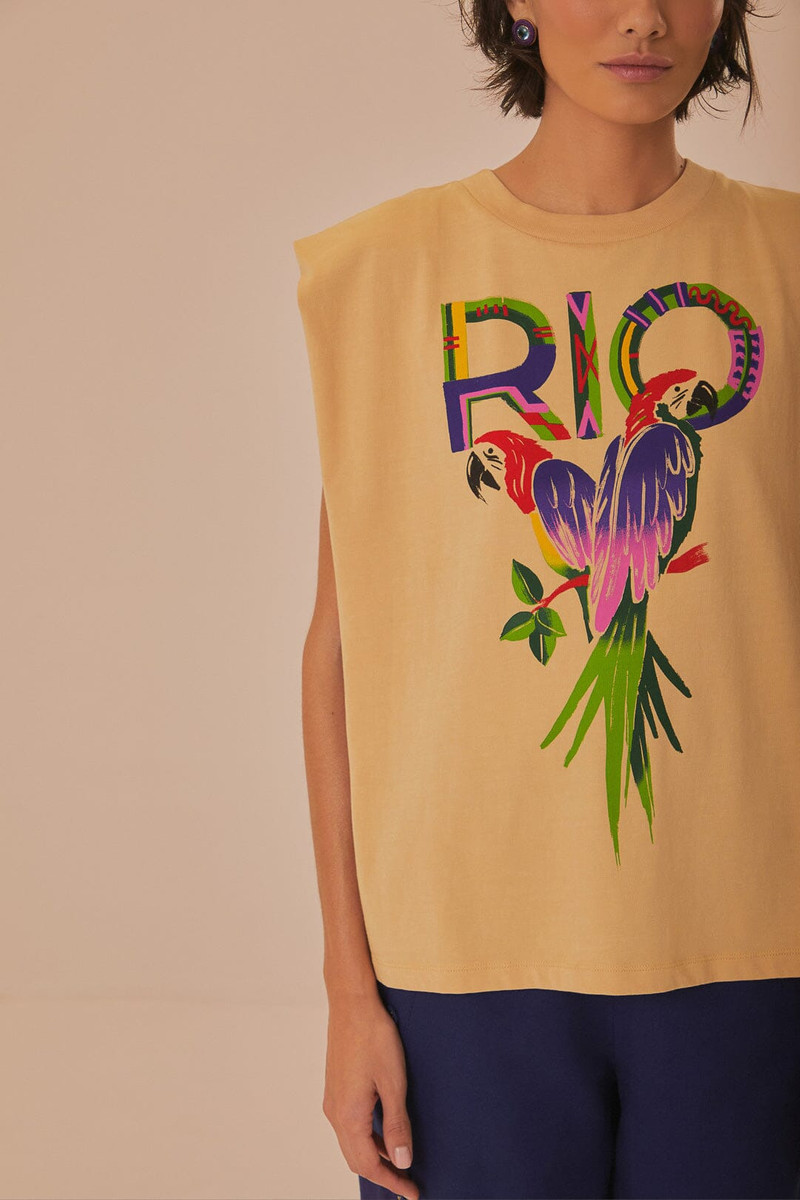 Sand Rio Shoulder Pad Organic Cotton T-Shirt 4