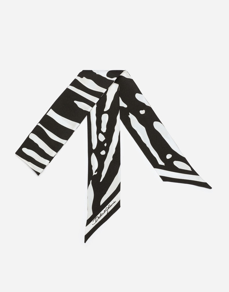 Zebra-print twill headscarf 1