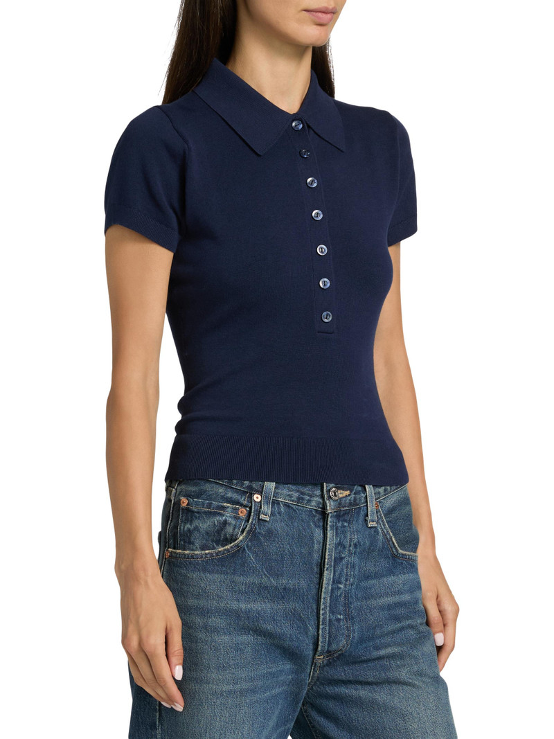 Women's Bentley Cotton Polo Sweater - Navy 4