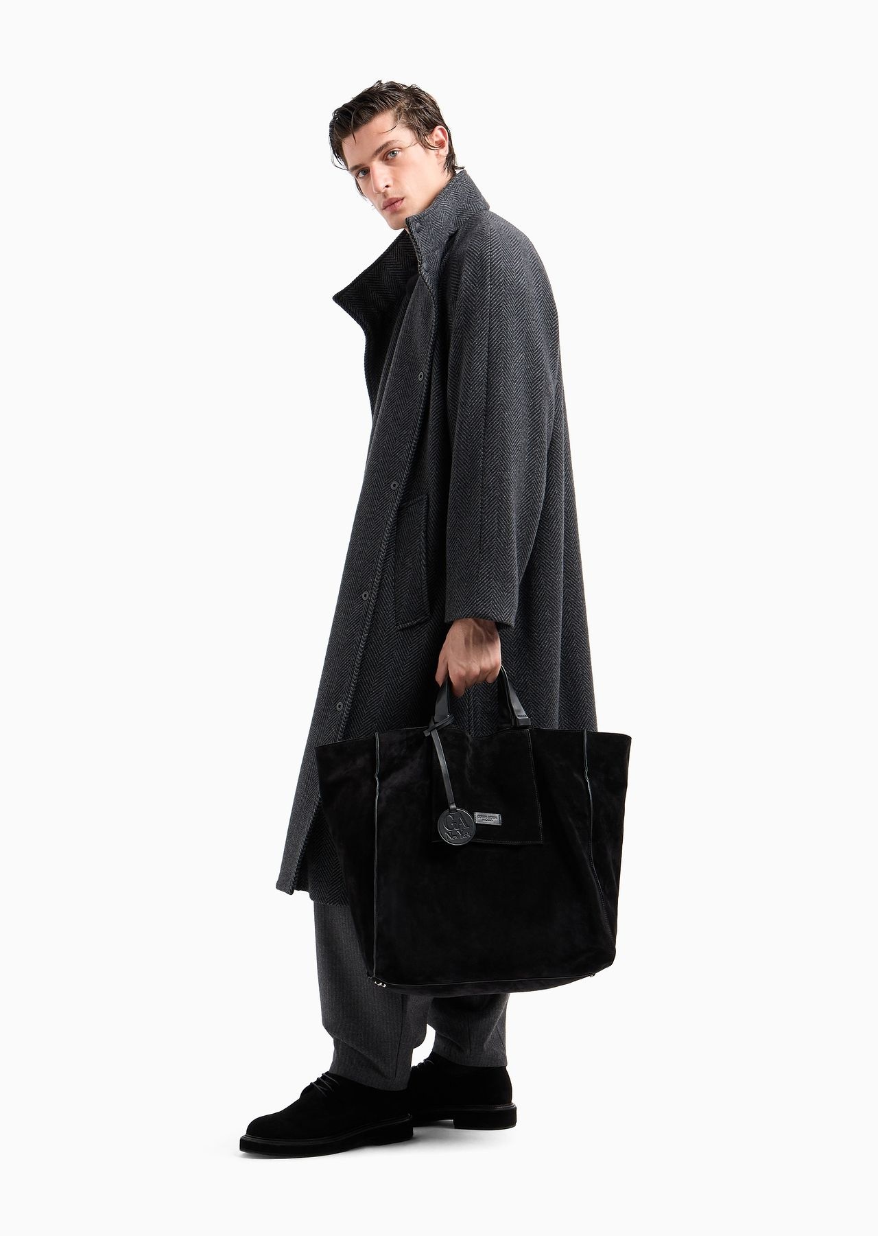 Suede and leather shopper bag - 6