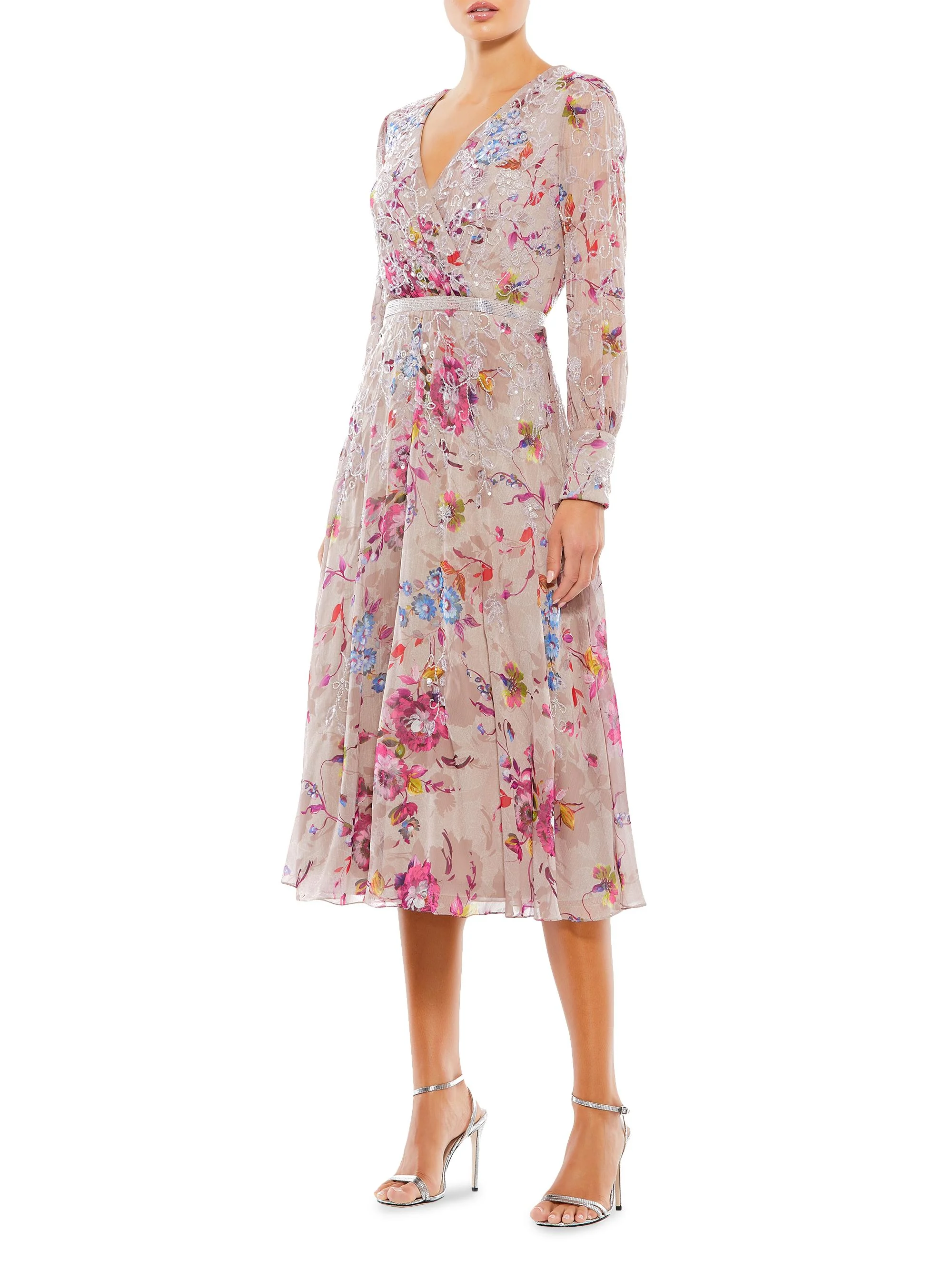 Women's Floral Midi-Dress - Mauve Multi - 1
