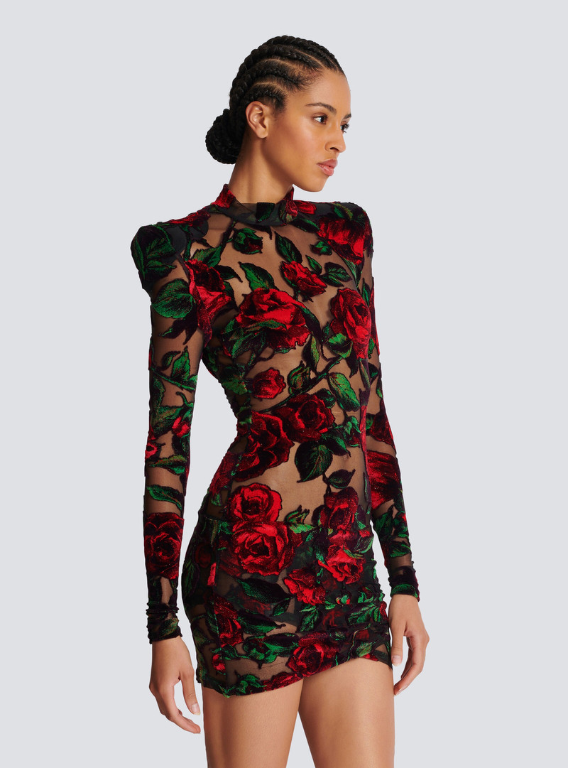Burnout velvet dress with Rose print 7
