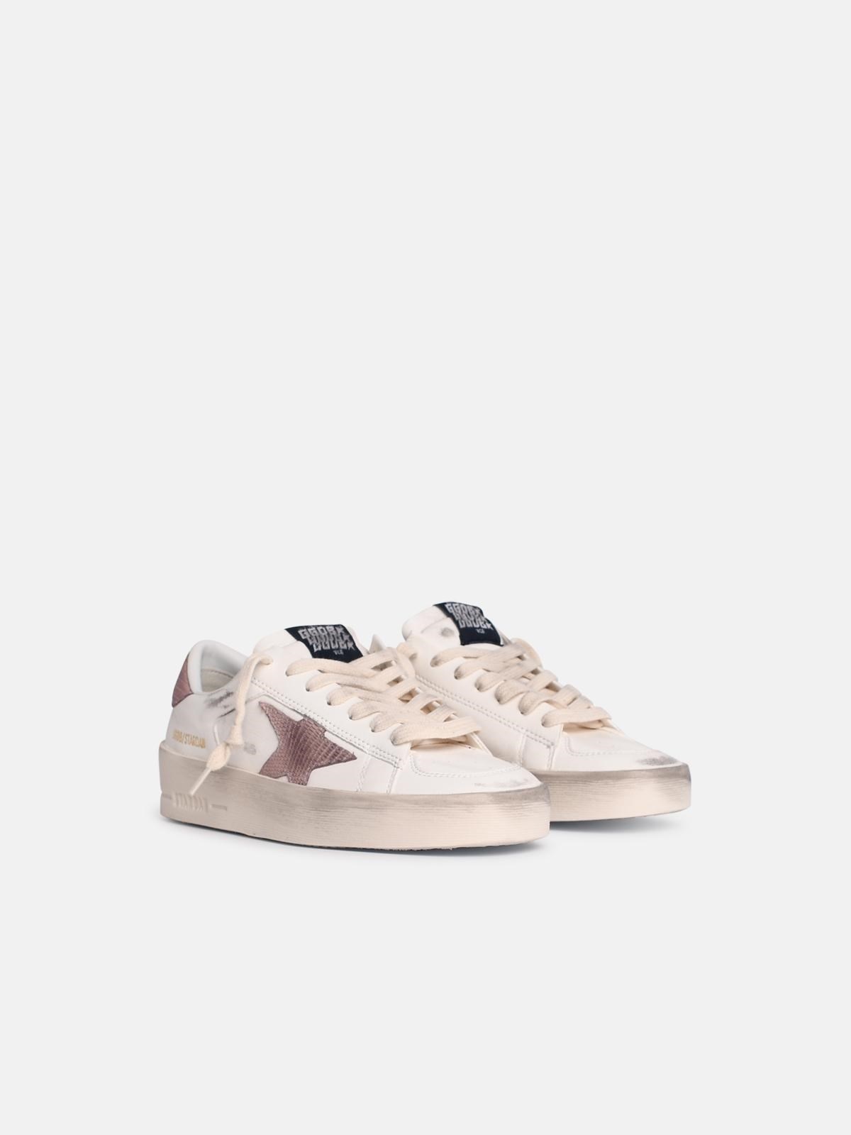 'STARDAN' CREAM LEATHER SNEAKERS - 2