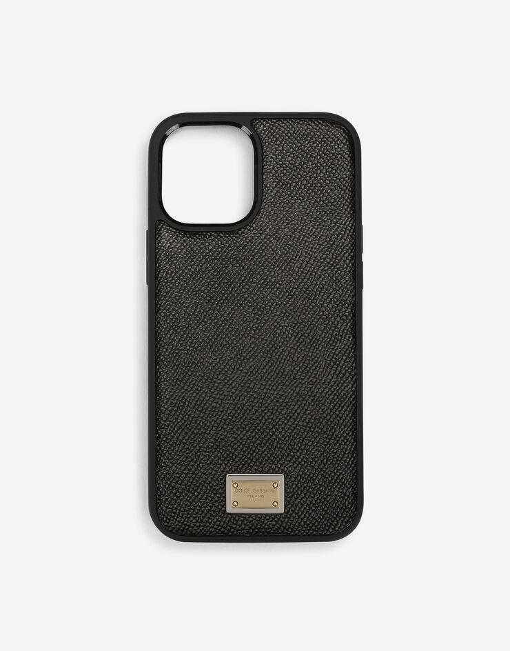 Dauphine calfskin iPhone 12 Pro Max cover with plate - 1