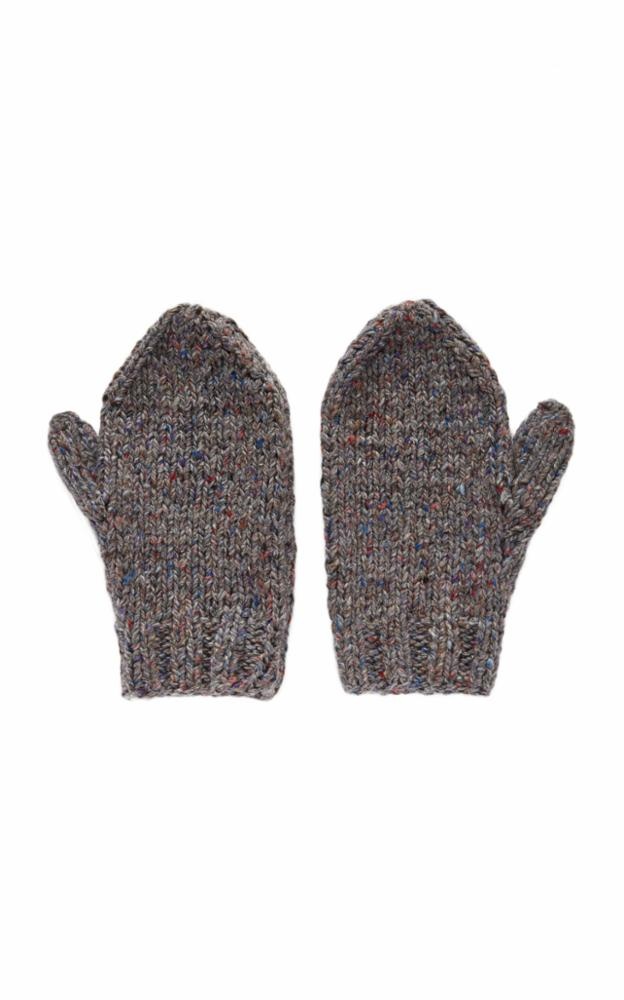 Foster Mittens In Grey Speckle Cashmere - 1