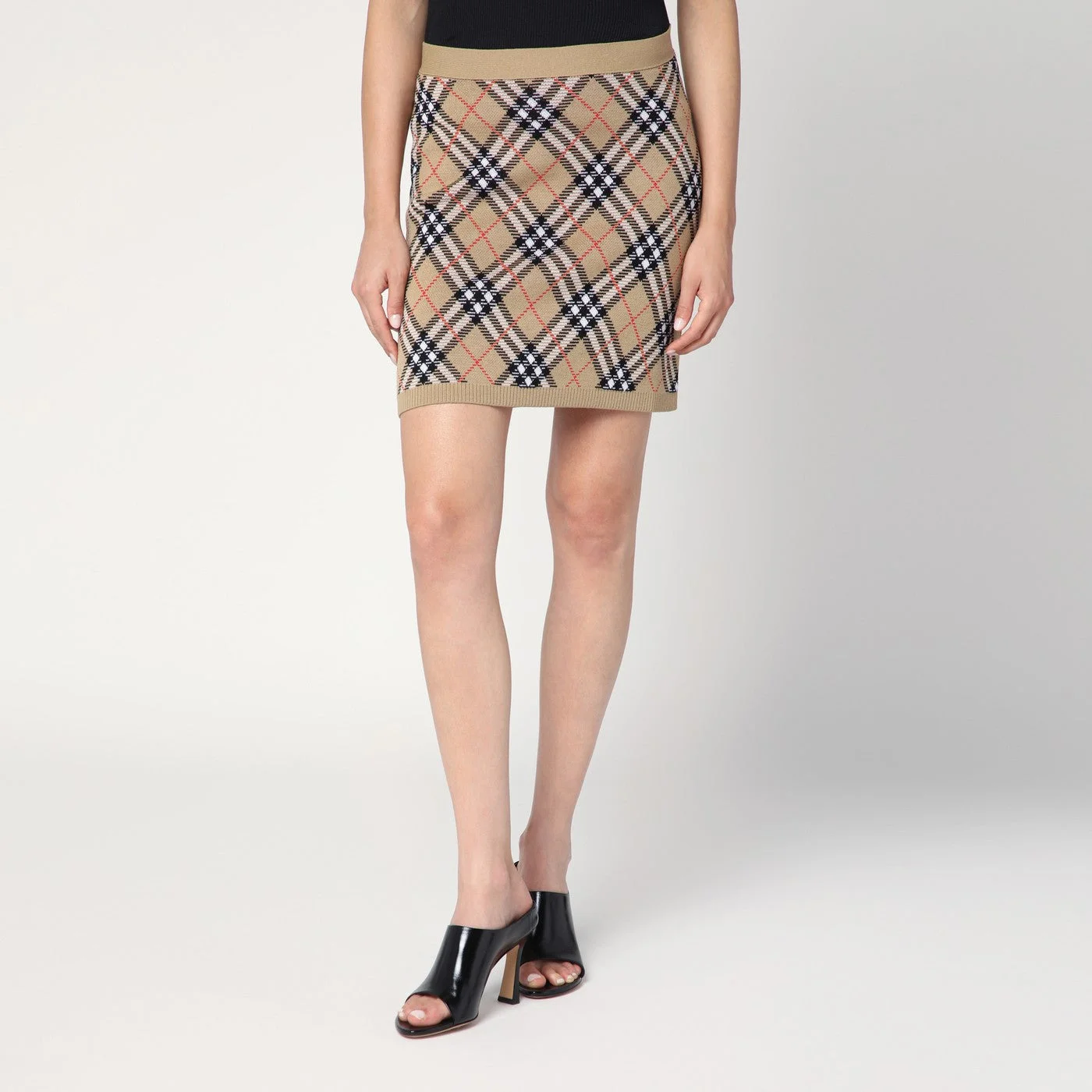 Wool and mohair blend check mini skirt - 1