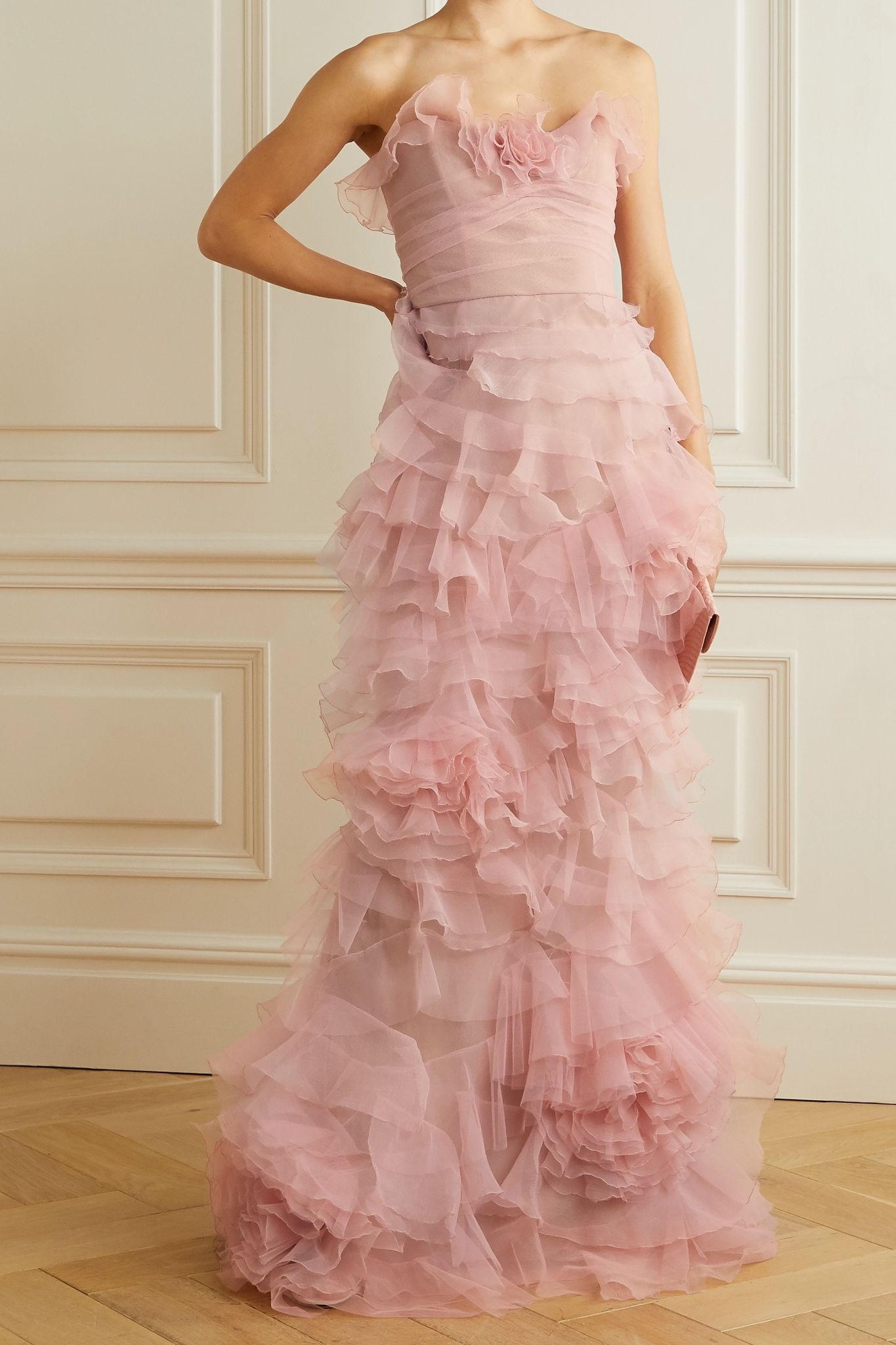 Strapless ruffled organza and tulle gown - 2