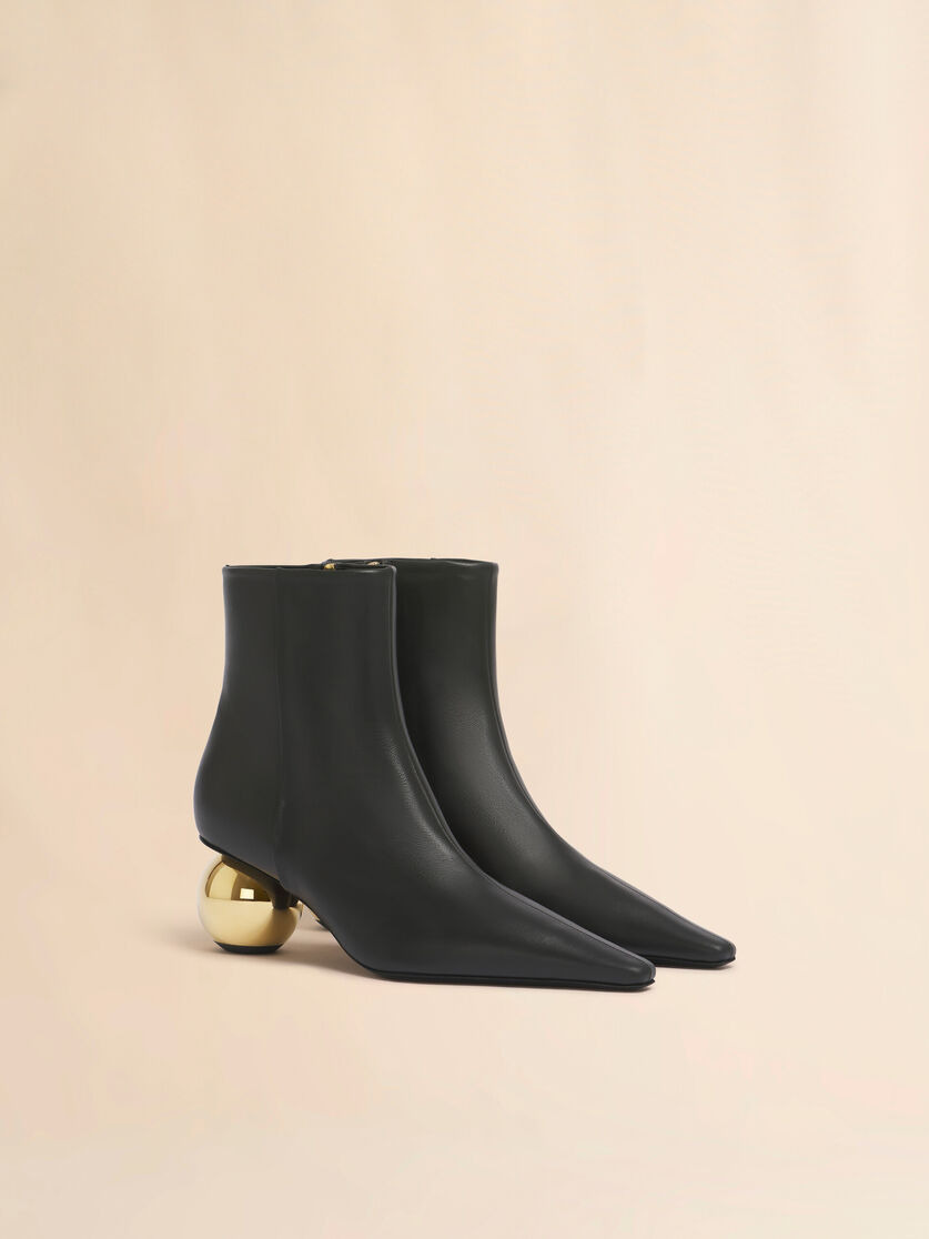 BLACK LEATHER ANKLE BOOT - 2