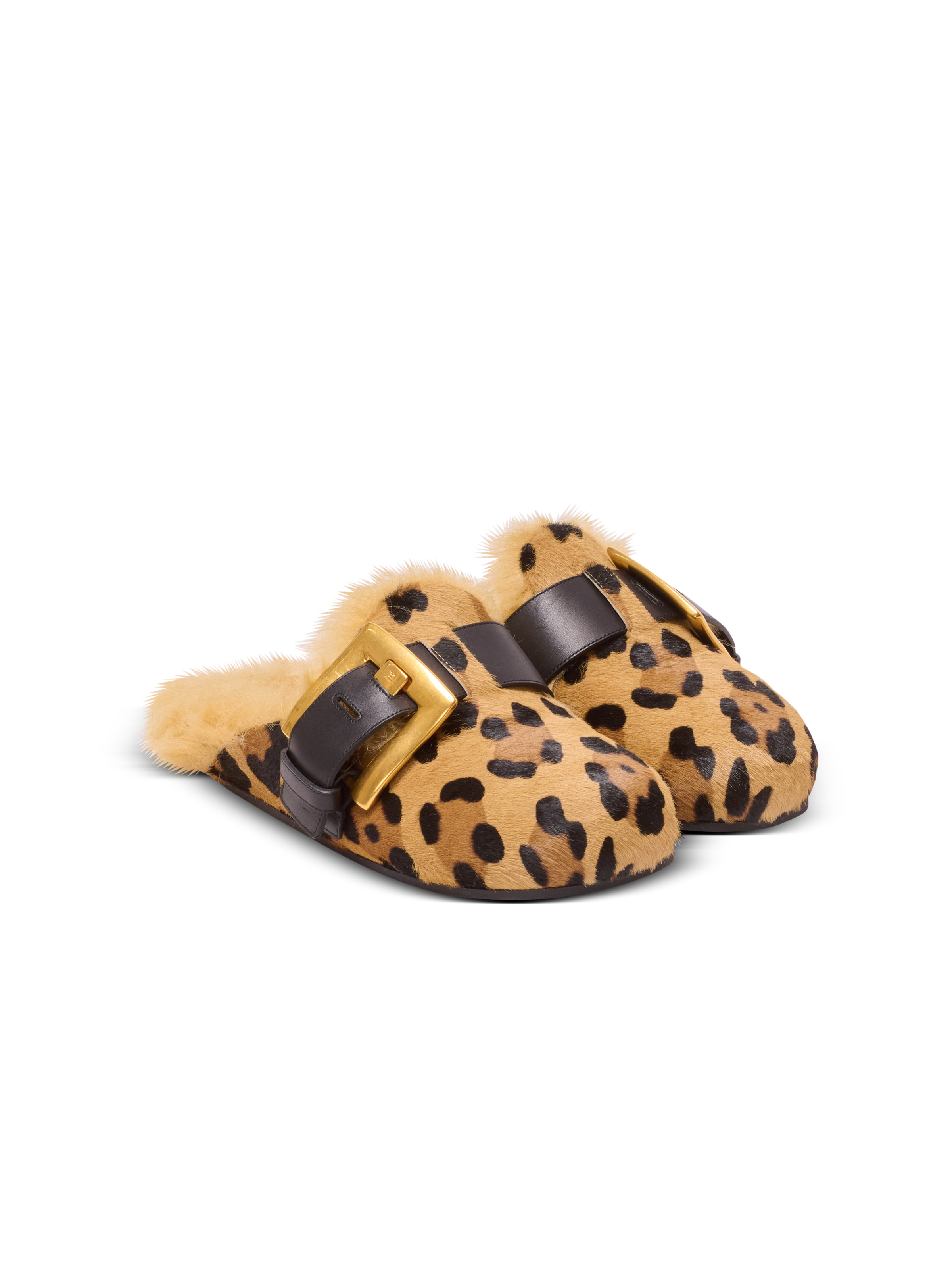 Anthem leopard print ponyskin leather and faux fur mules - 2