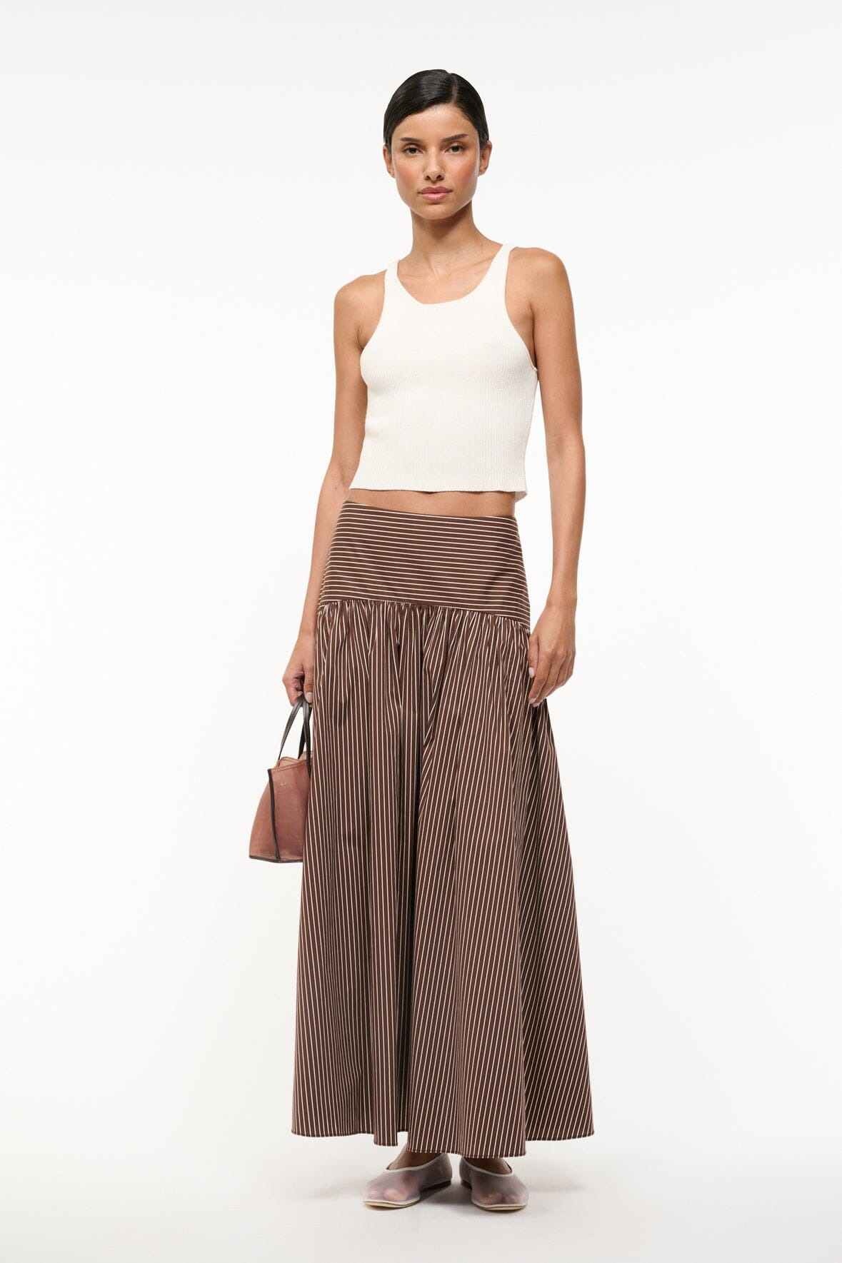 STAUD PROCIDA SKIRT DARK OAK MICRO STRIPE - 2