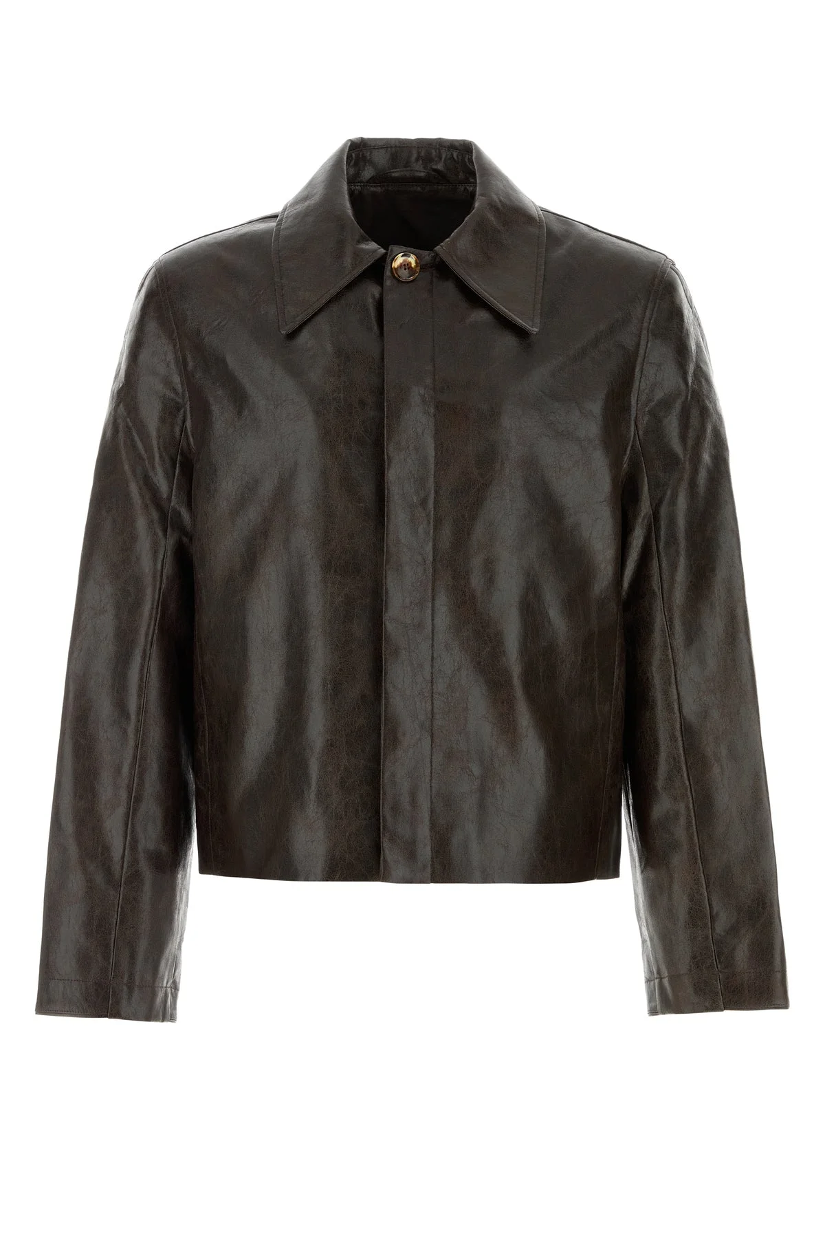 Chocolate synthetic leather jacket - 1