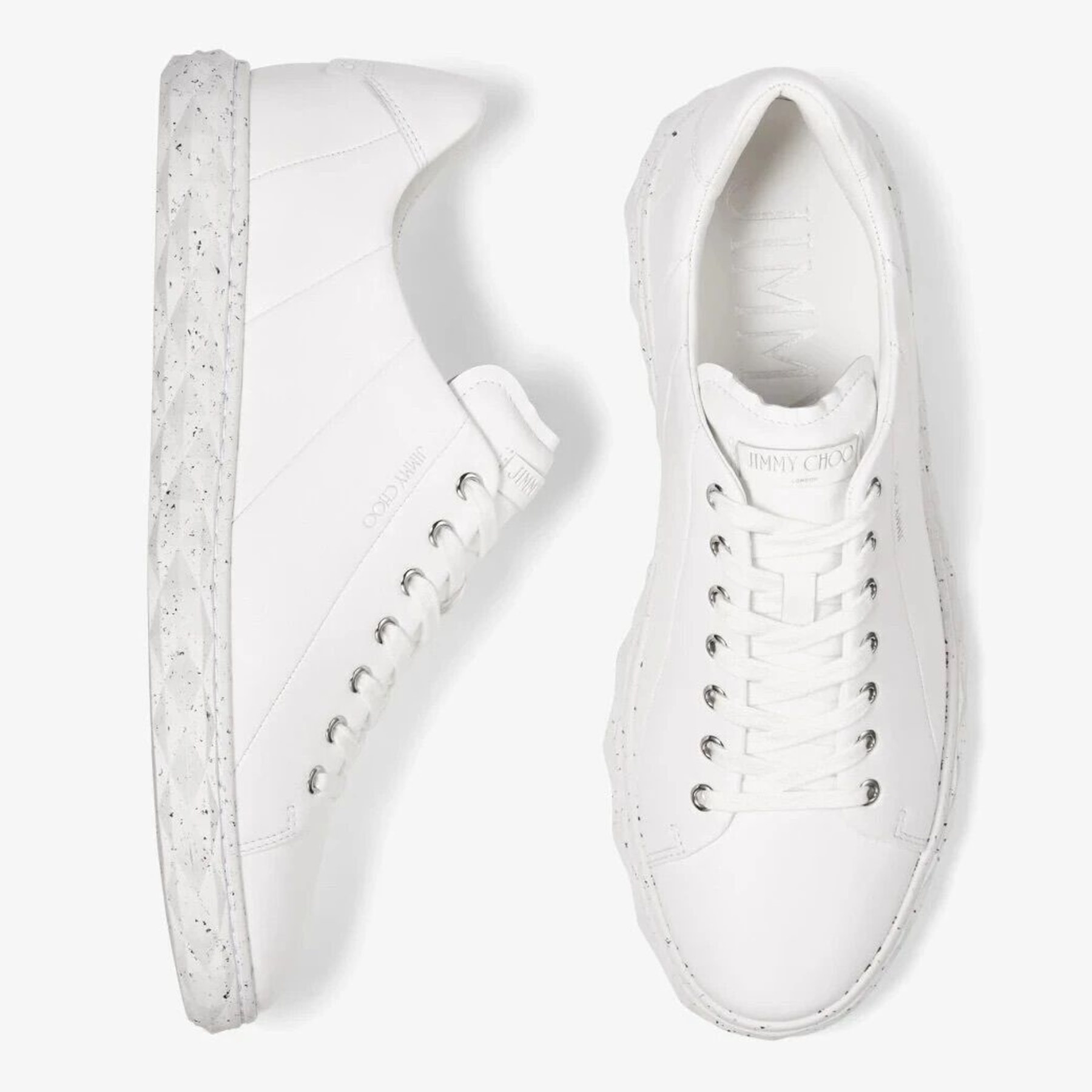 Diamond Light/M
White Nappa Leather Low-Top Trainers with Flecked Sole - 4
