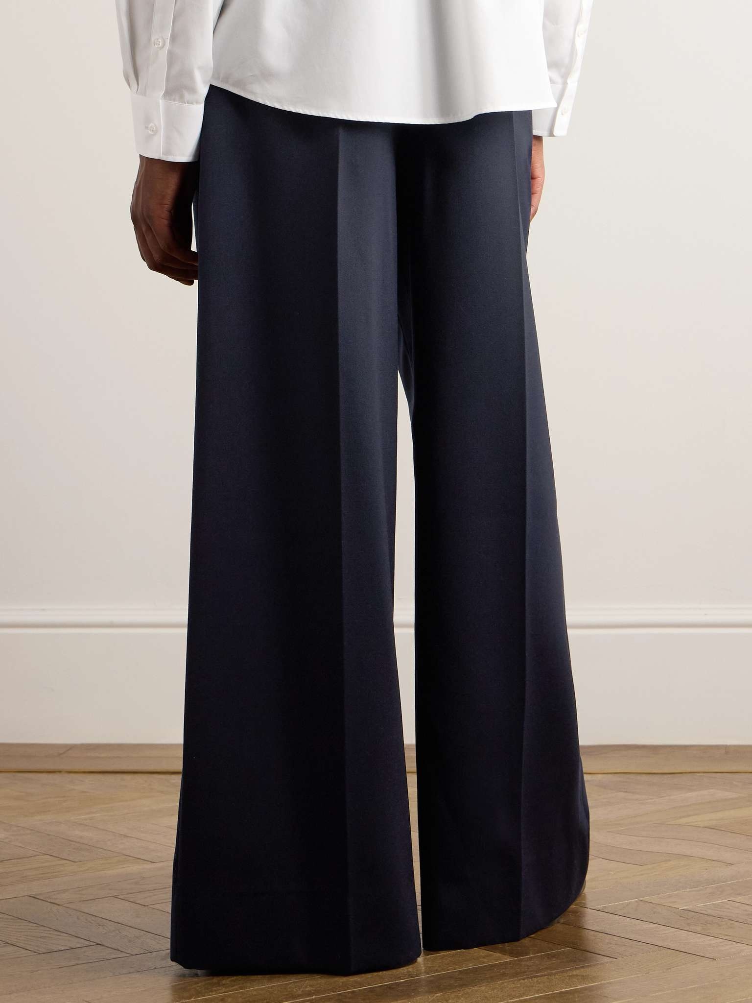 Wide-Leg Pleated Woven Trousers - 4