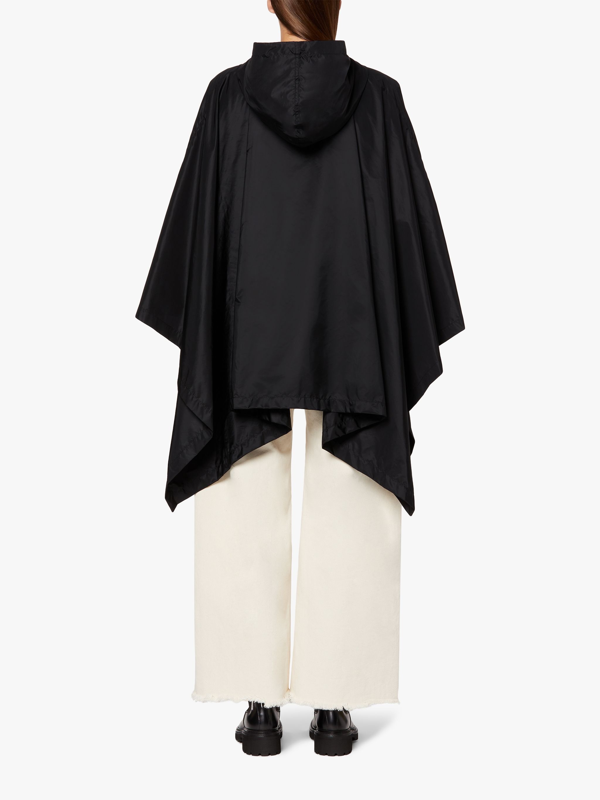 ALNESS BLACK NYLON HOODED PONCHO | LMC-063 - 4