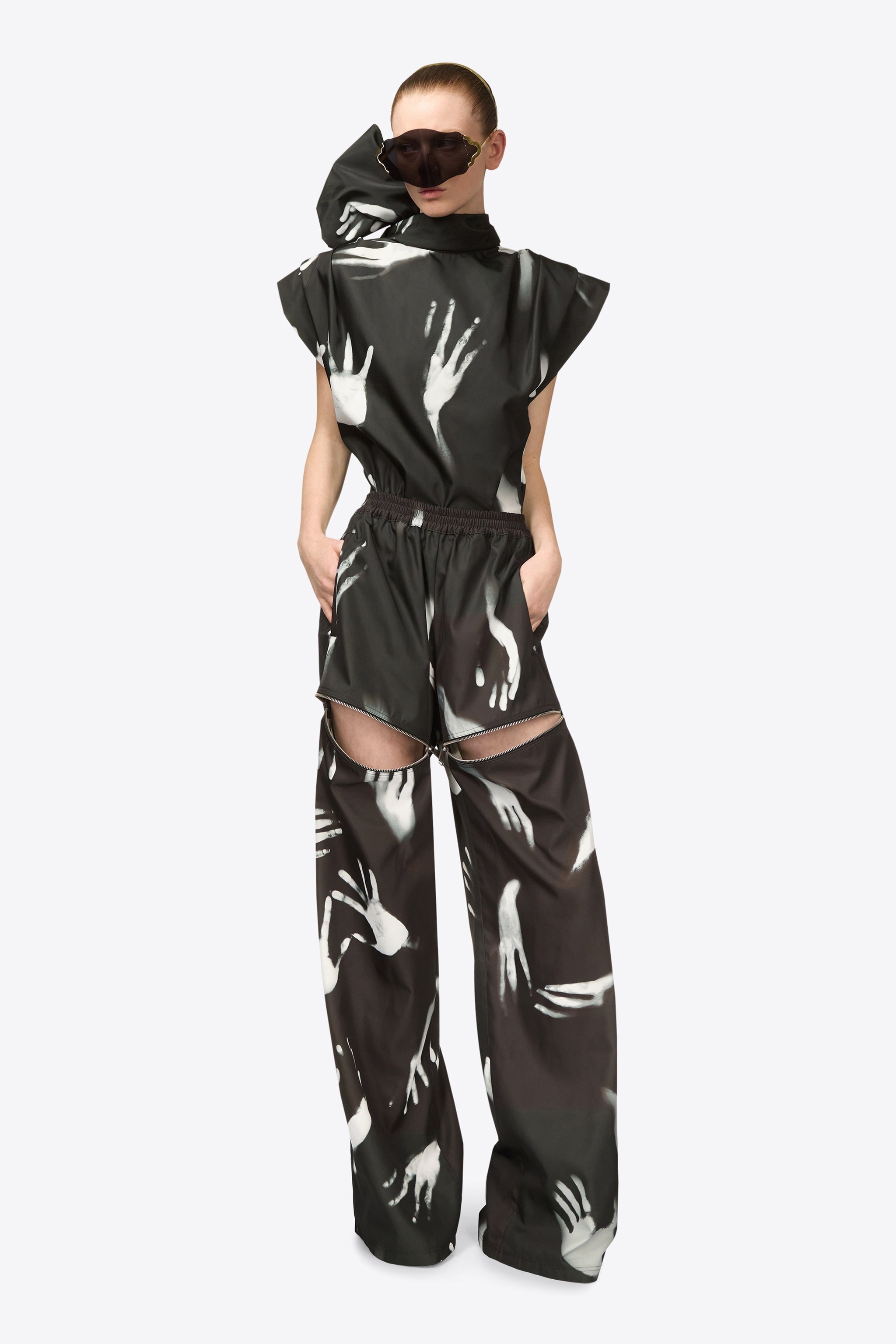 HANDPRINT SLIT TRACK PANT - 4