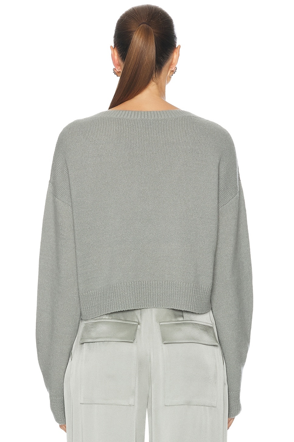 Cashmere Cropped V Neck Sweater - 3