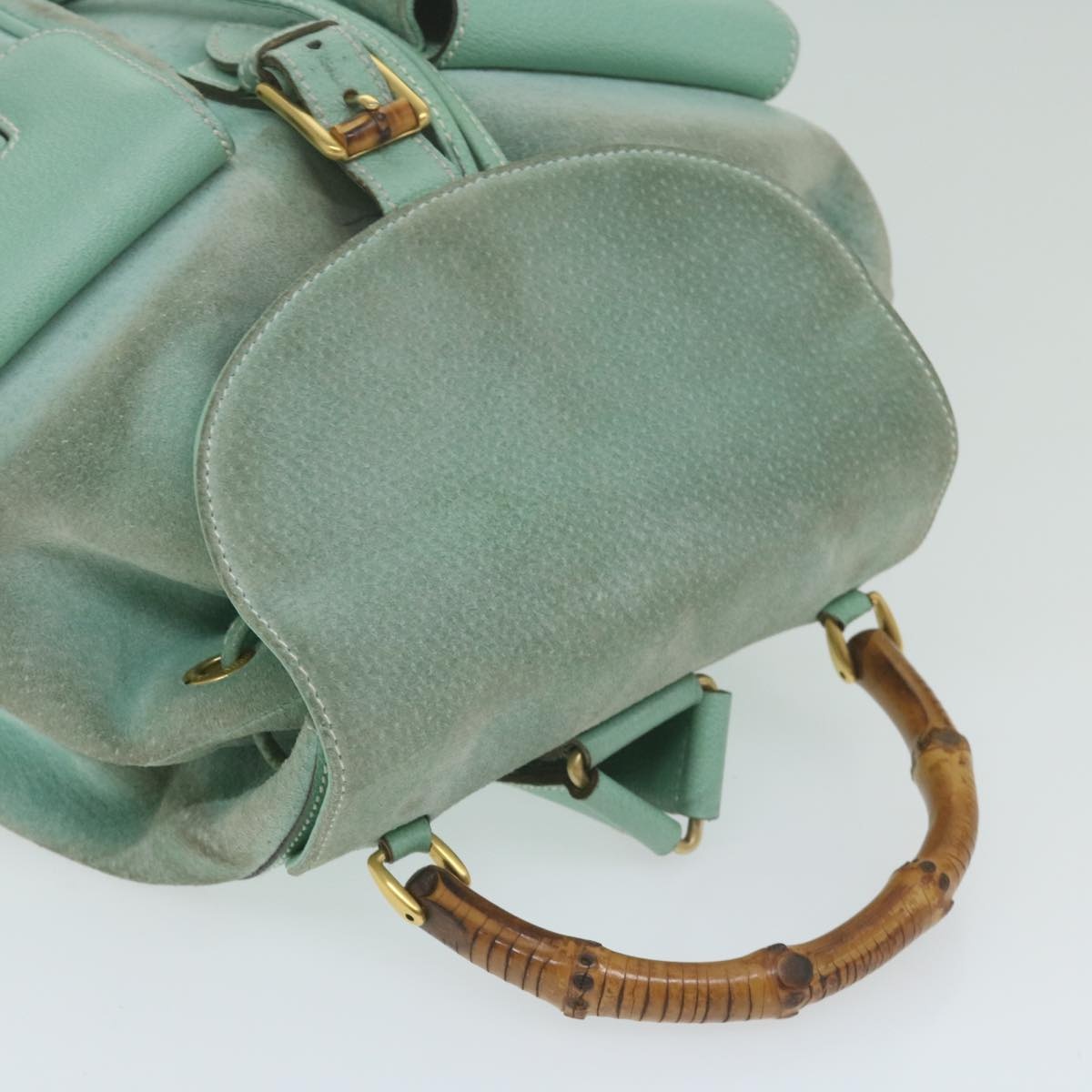 GUCCI Bamboo Backpack Suede Light Blue - 6