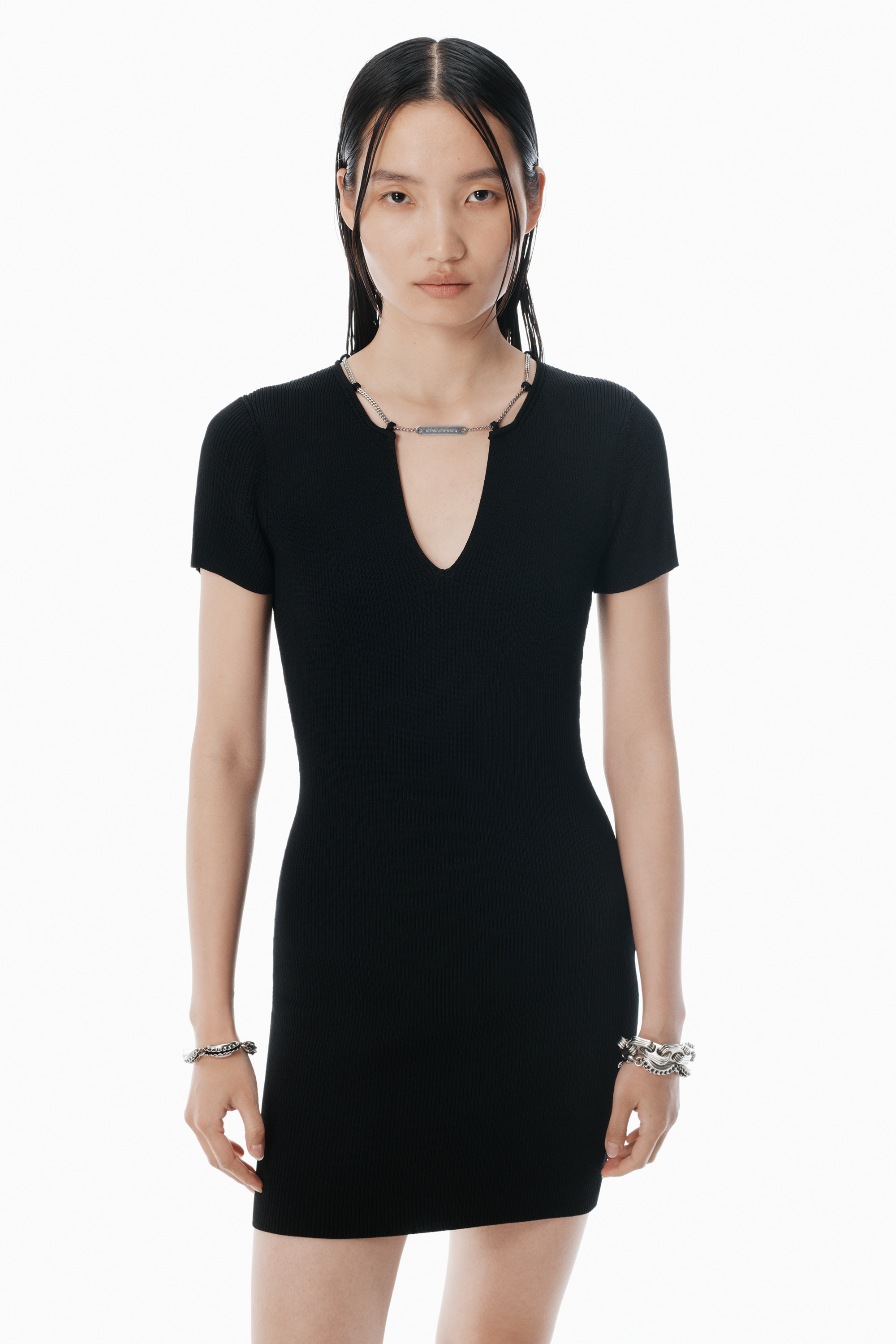 Black Logo Nameplate Bodycon Minidress - 3