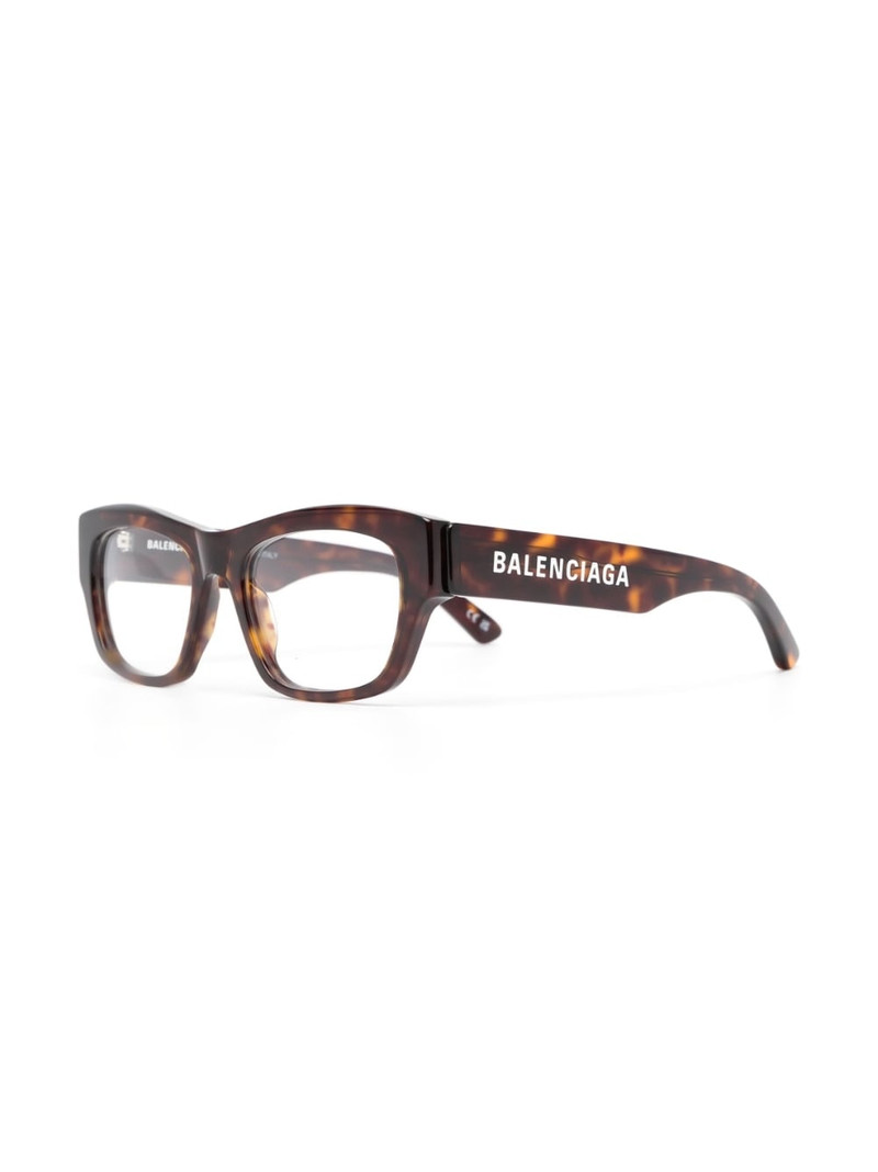 BALENCIAGA logo-print rectangle-frame glasses outlook