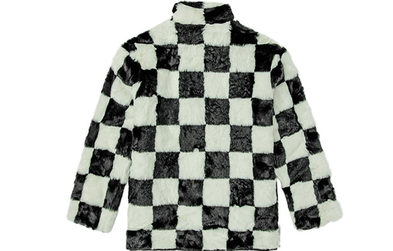Vans (WMNS) Vans Grid Pattern Stand Collar Jacket Black White Colorblock Blackwhitemulti-Color VN0A5LJ570 outlook