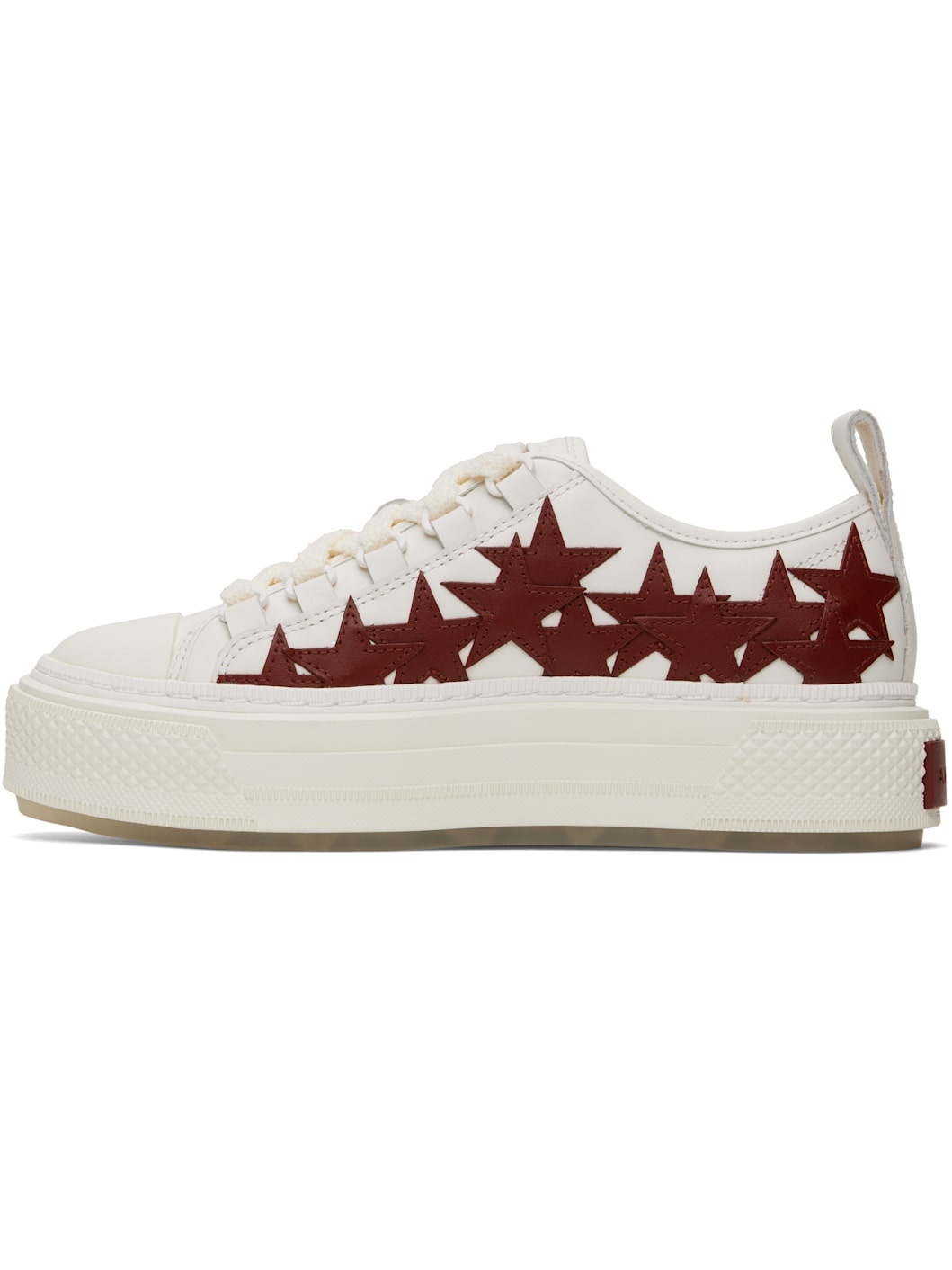 White & Burgundy Stars Court Low Sneakers - 3