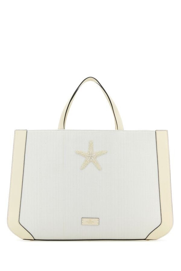トートバッグ Valentino Garavani White Fabric Escape Shopping Bag White Fabric Valentino Garavani Escape Shopping Bag