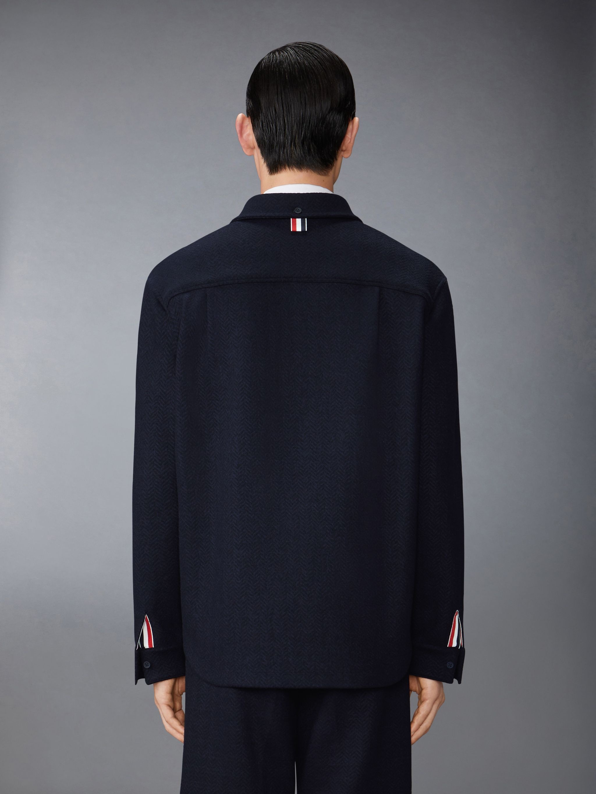 Boiled Cotton Wool Herringbone Oversized Shirt - 3