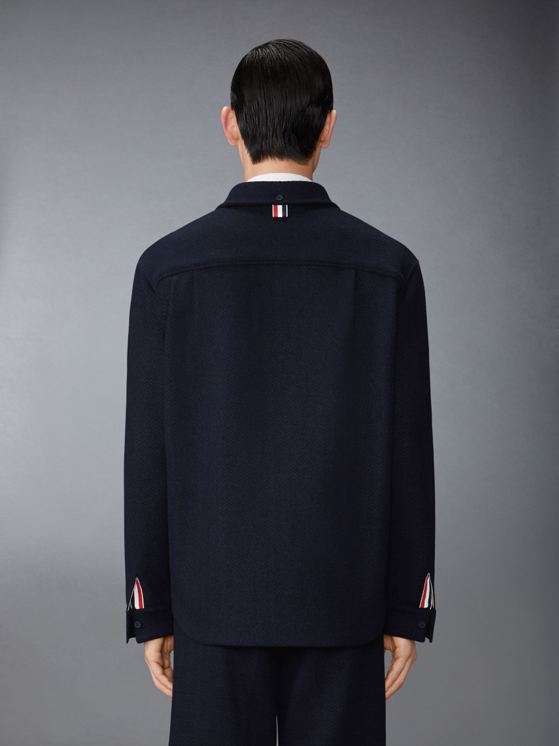Boiled Cotton Wool Herringbone Oversized Shirt 3