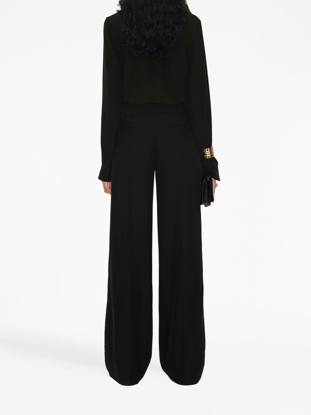 pressed-crease flared trousers - 4