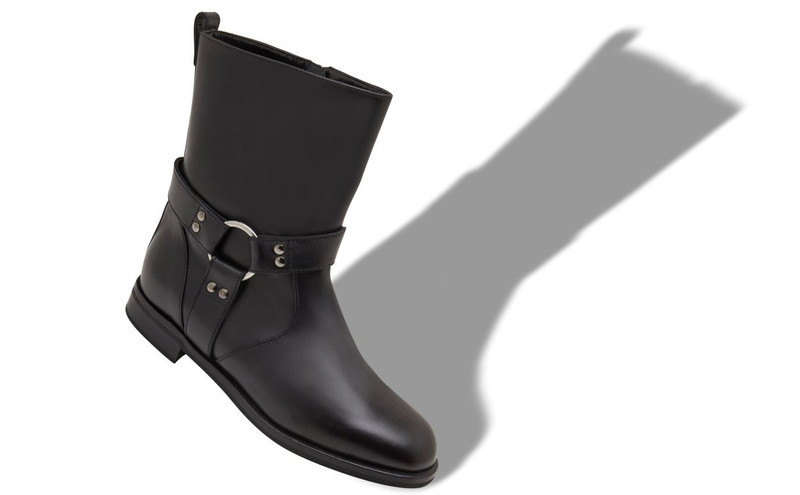 Manolo Blahnik Black Calf Leather Ankle Boots outlook