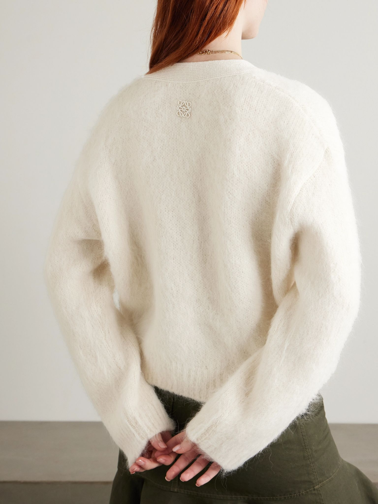 Alpaca-blend cardigan White - 3