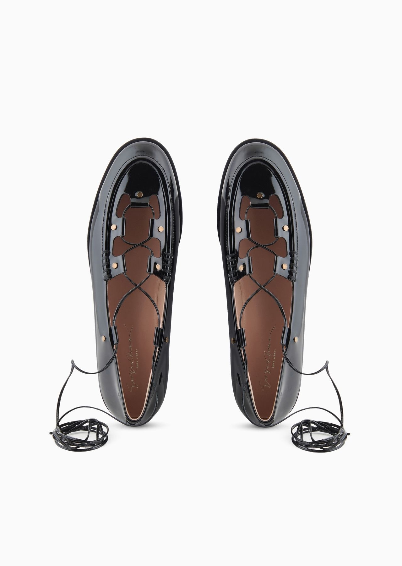 Patent-leather lace-up loafers - 3