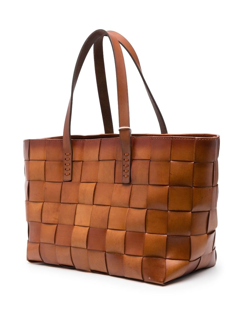 woven leather tote bag - 3