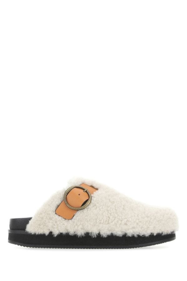 Ivory shearling FootB slippers - 1