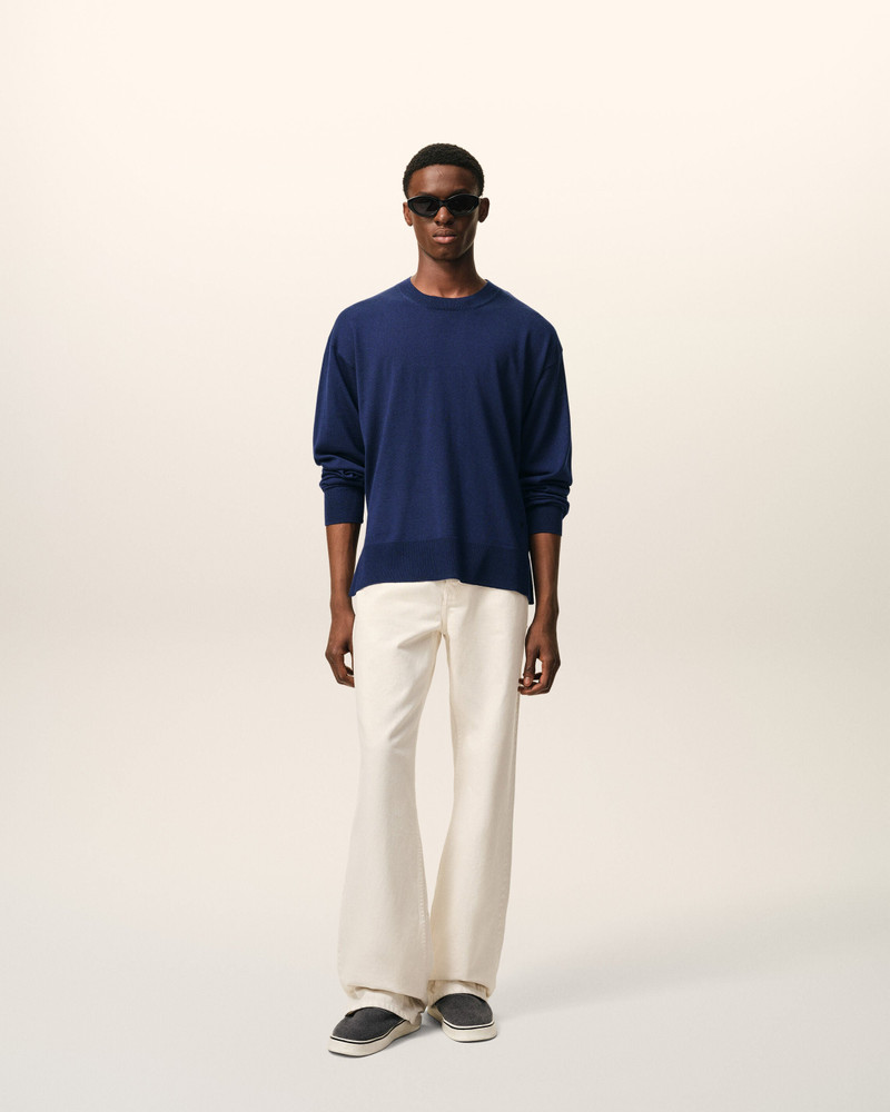 AMI Paris BLEU THIN WOOL CREWNECK AMI DE COEUR SWEATER outlook
