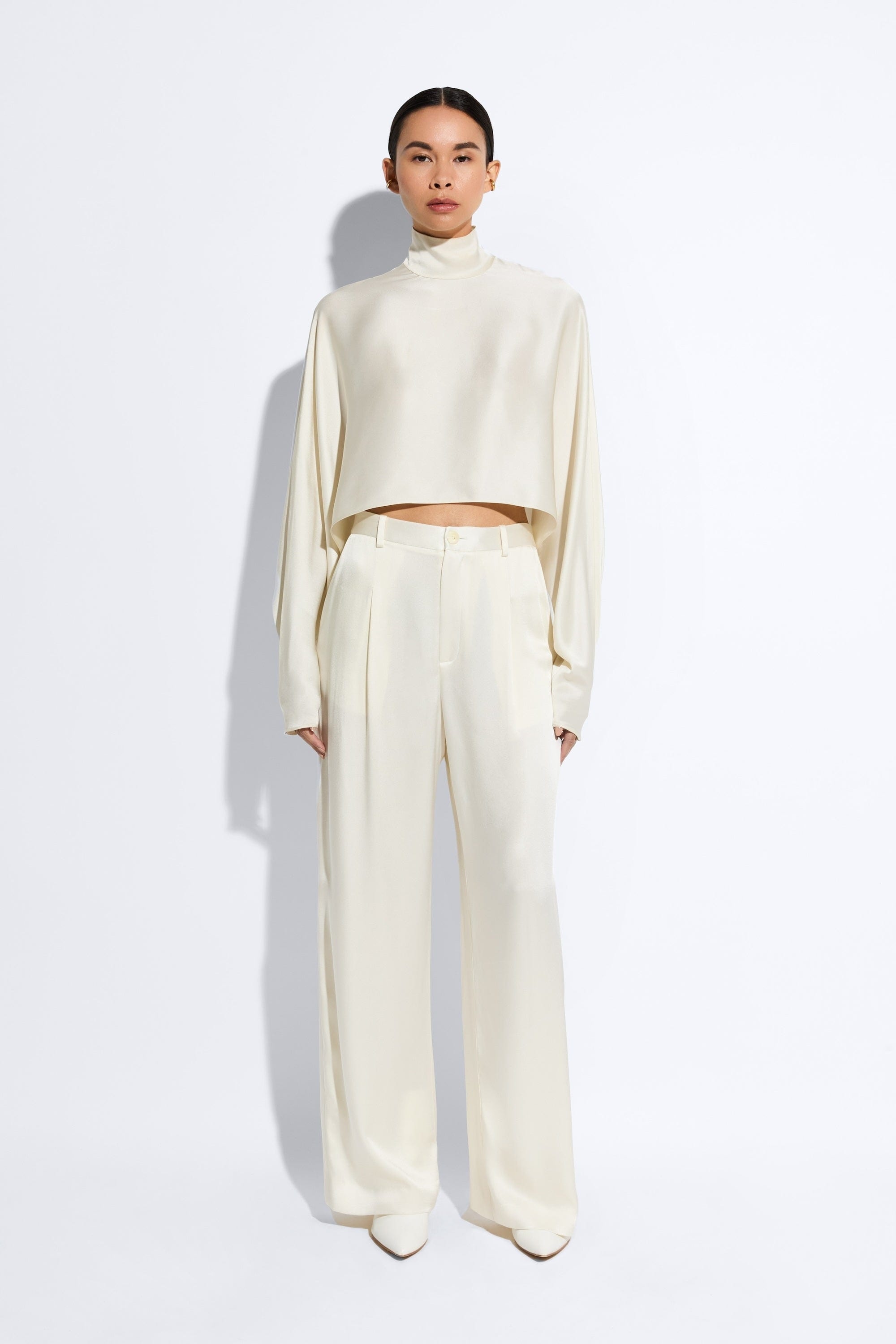Satin Relaxed Pleated Pant - 2