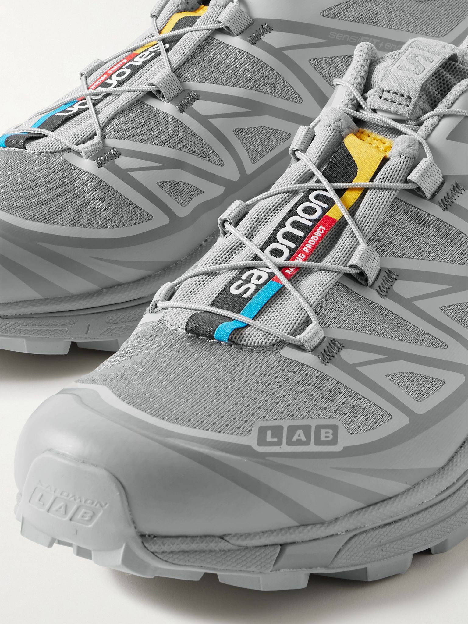 XT-6 Rubber-Trimmed Mesh Sneakers Gray - 6