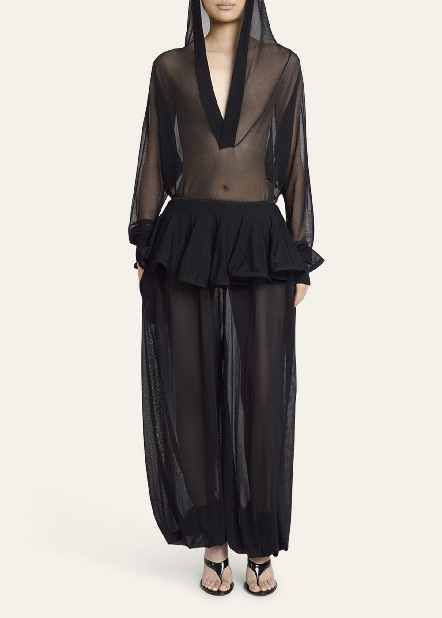 Sheer Peplum Pants - 2