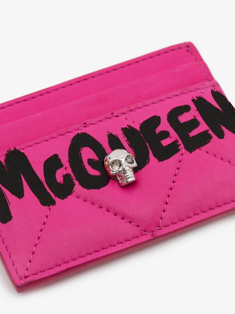 Mcqueen Graffiti Card Holder in Bobby Pink - 4